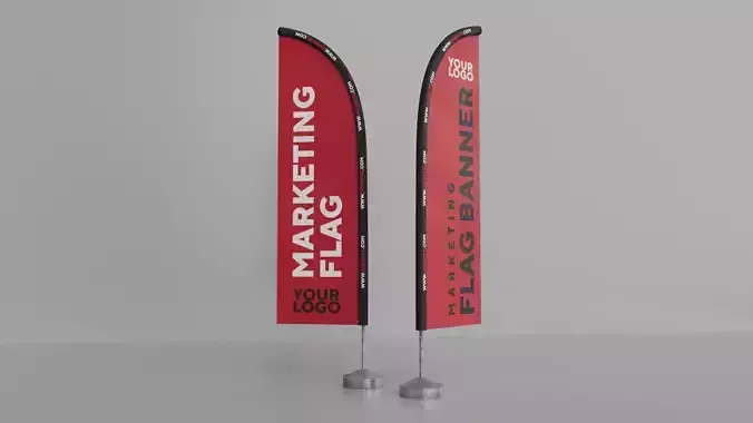 Marketing Flag Banner - Maya File - Blender File
