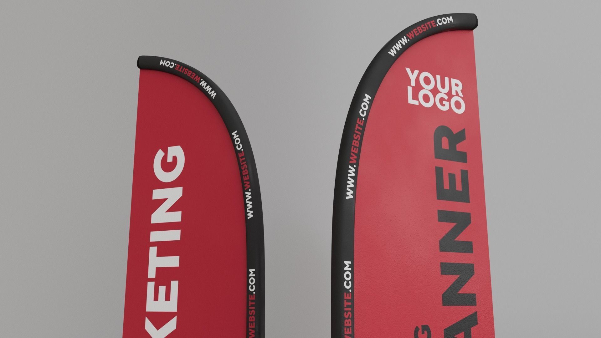 Marketing Flag Banner - Maya File - Blender File 3D model_2