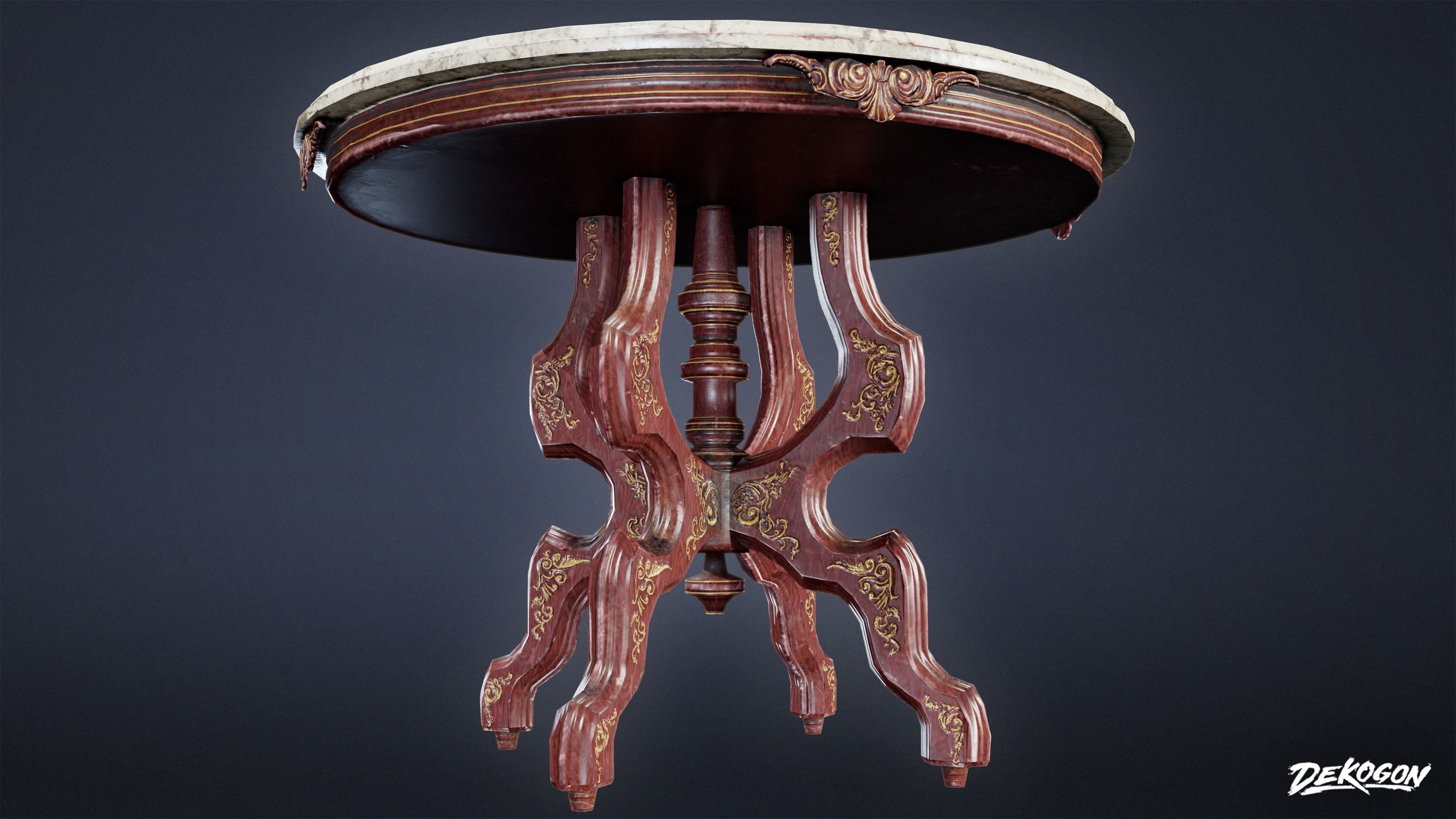 ATTIC - Table Marble 01 - LOW POLY Low-poly 3D model_4