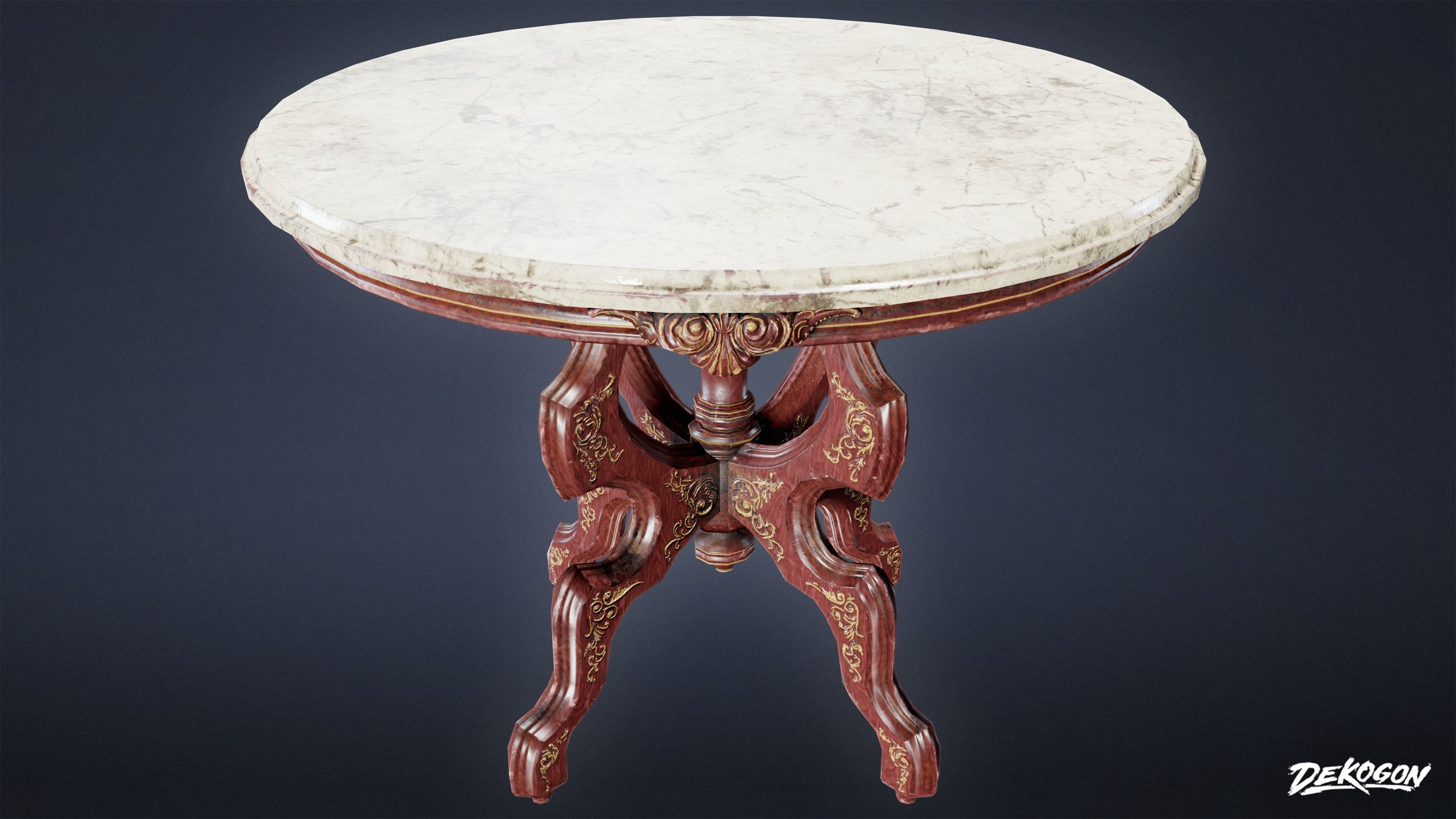 ATTIC - Table Marble 01 - LOW POLY Low-poly 3D model_1