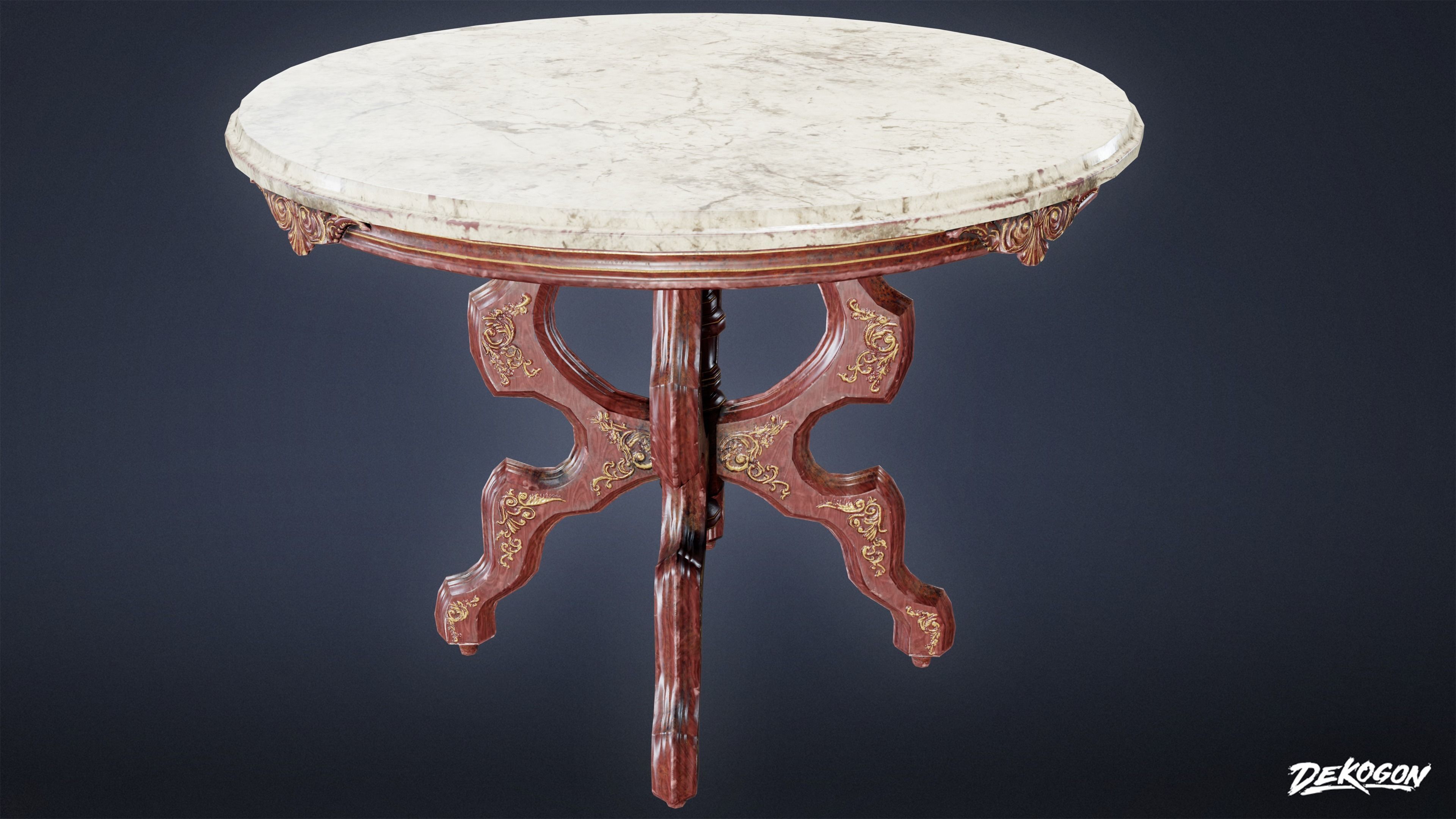 ATTIC - Table Marble 01 - LOW POLY Low-poly 3D model_2