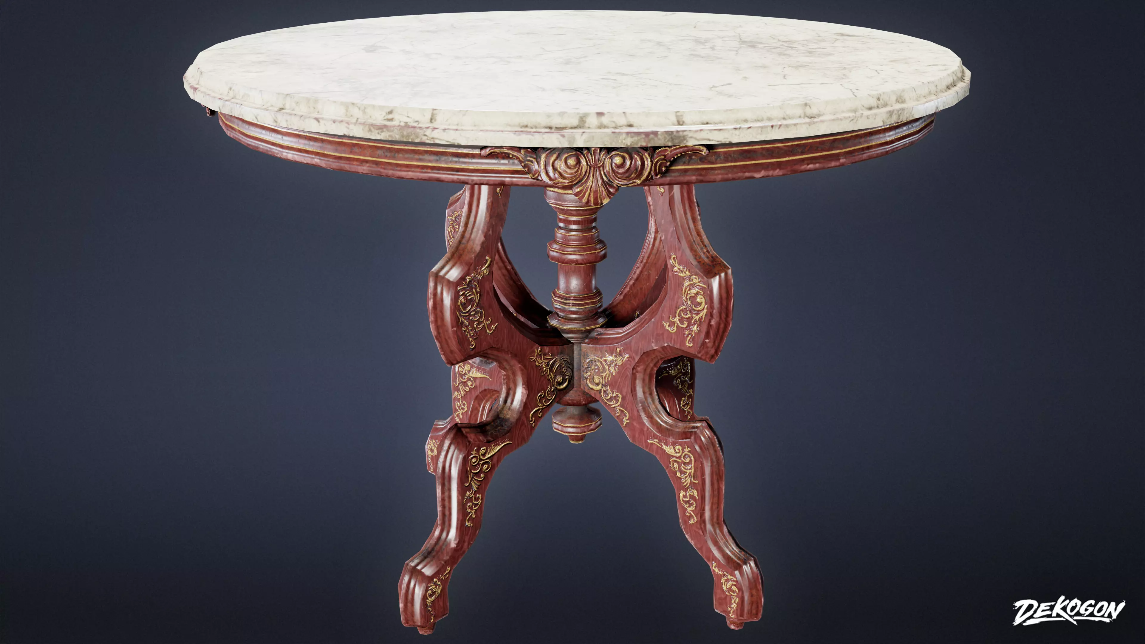 ATTIC - Table Marble 01 - LOW POLY Low-poly 3D model_0