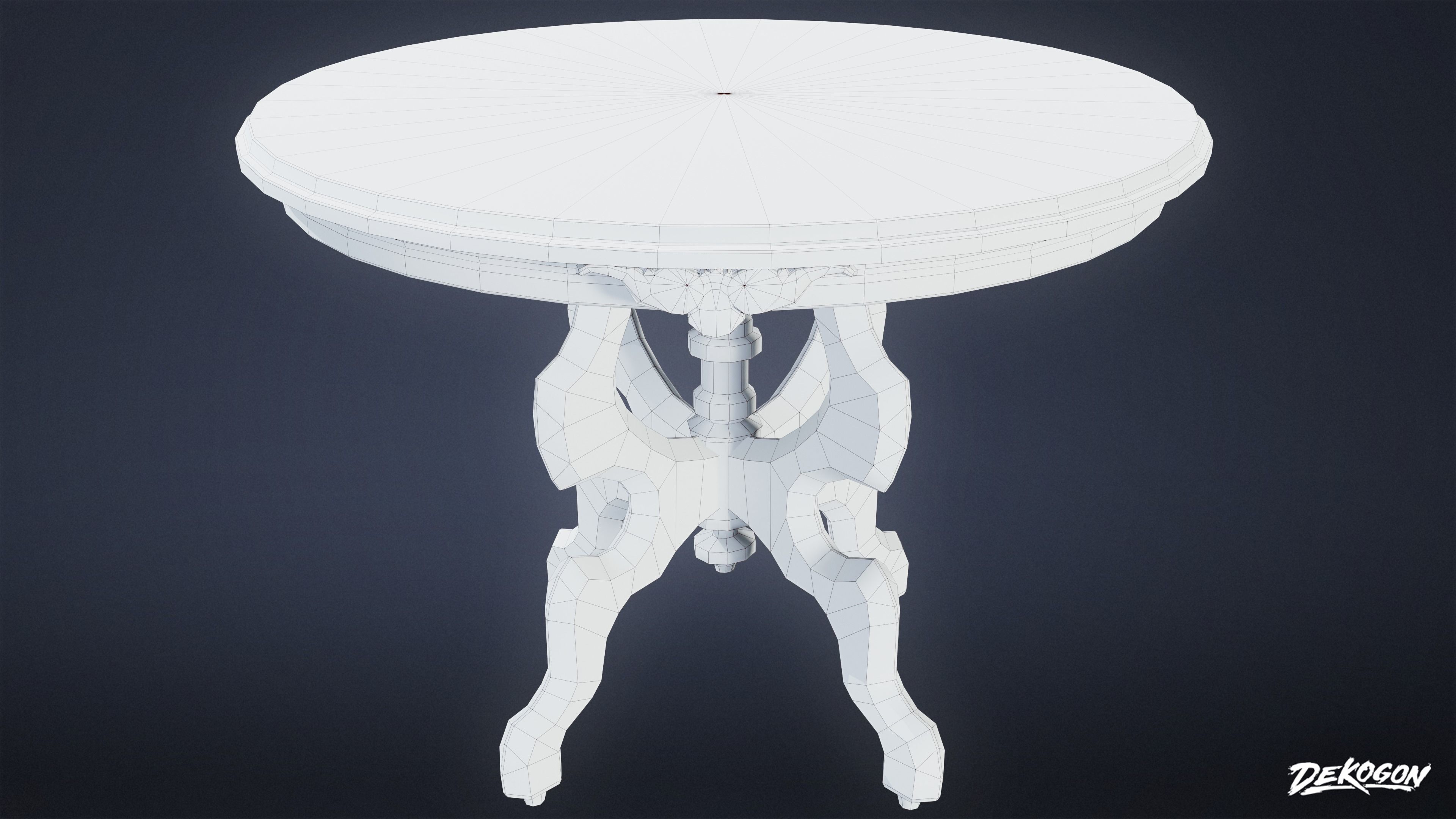 ATTIC - Table Marble 01 - LOW POLY Low-poly 3D model_7