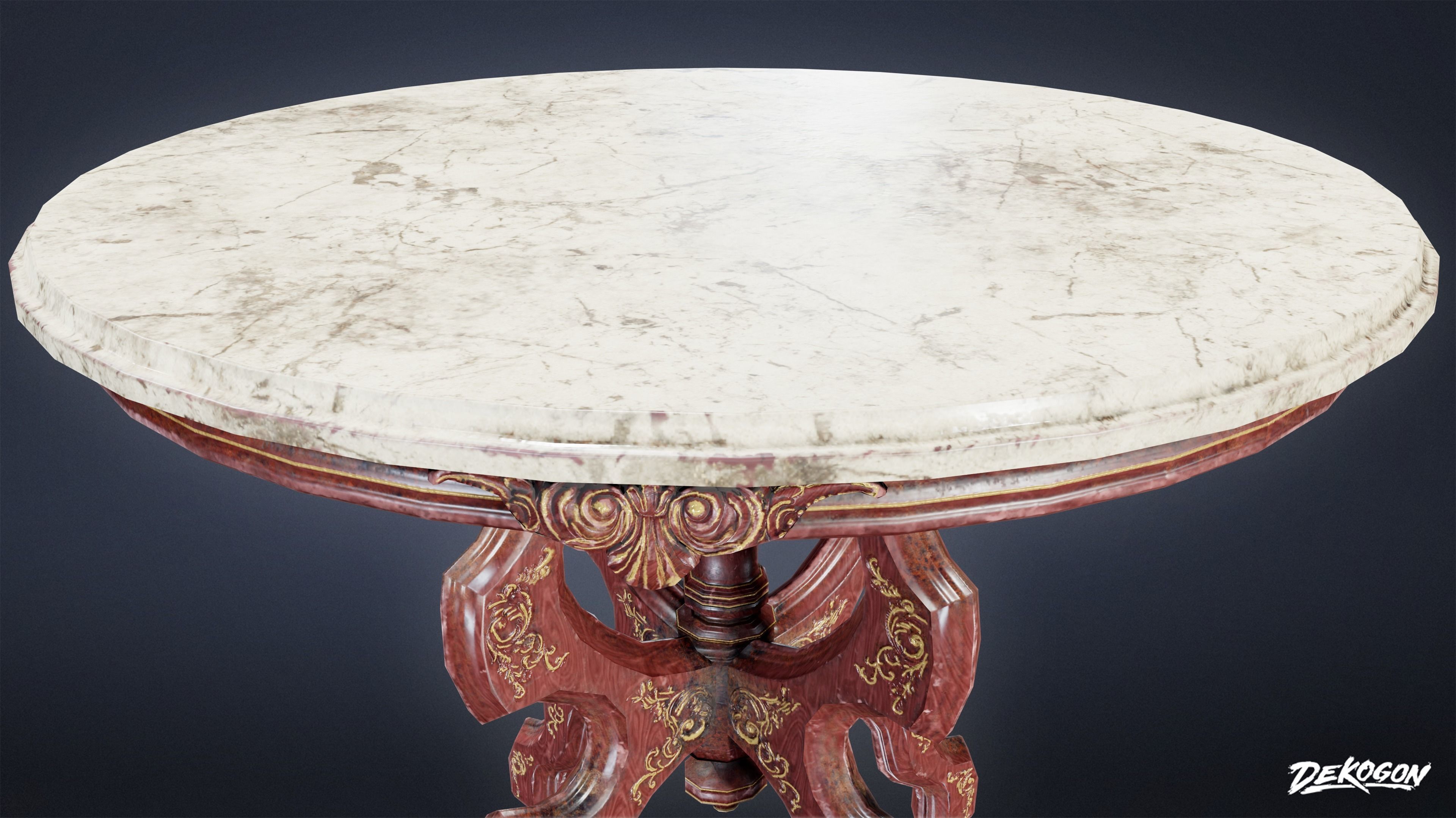 ATTIC - Table Marble 01 - LOW POLY Low-poly 3D model_5