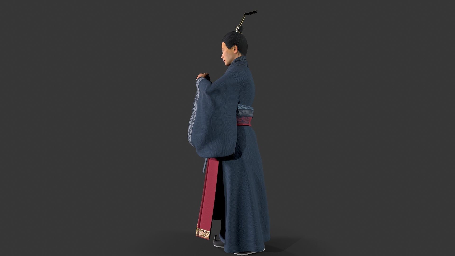 Chinese Swordman Low-poly 3D model_5