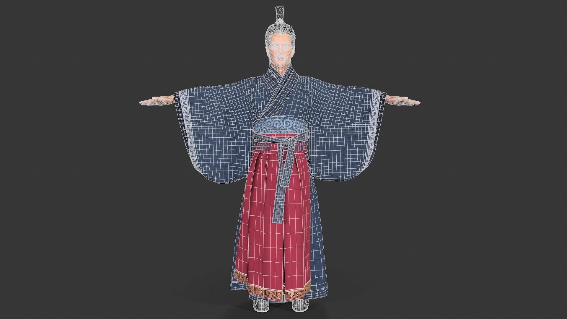 Chinese Swordman Low-poly 3D model_8