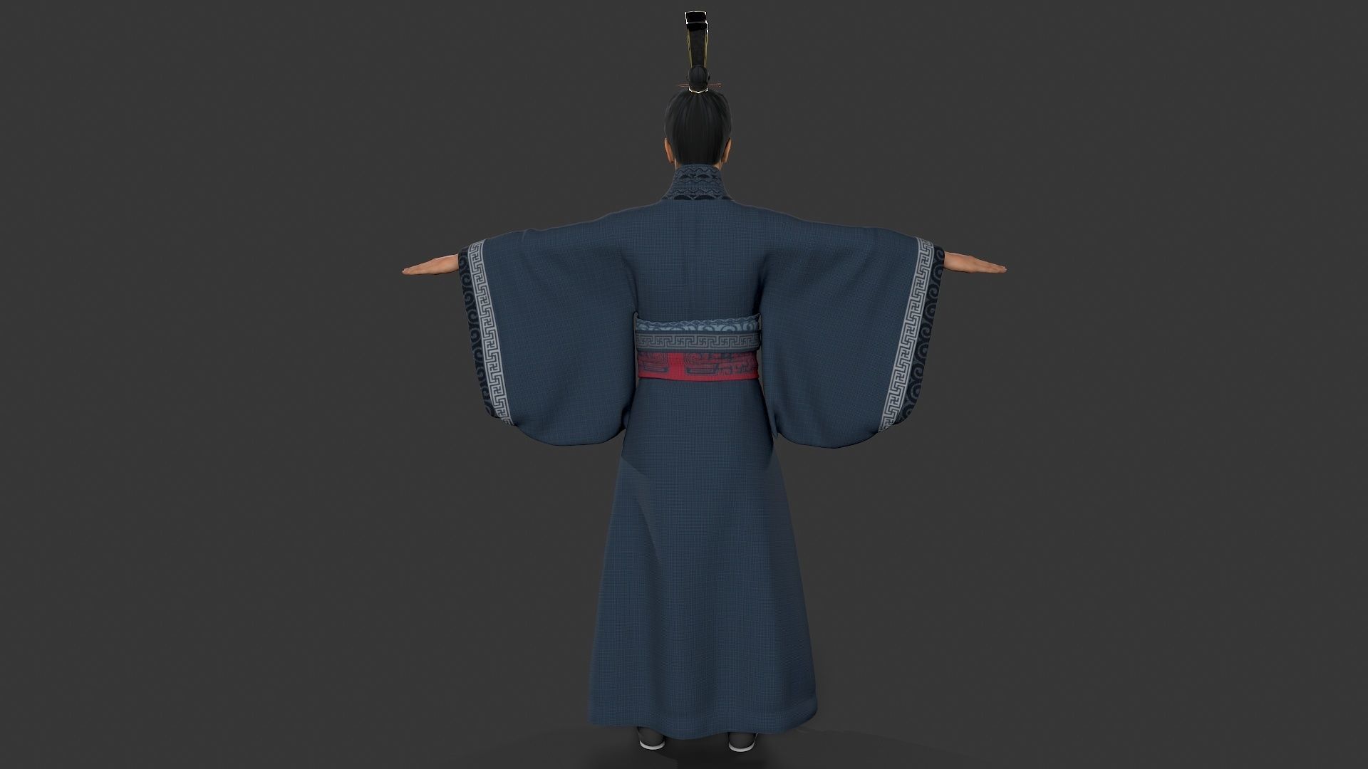 Chinese Swordman Low-poly 3D model_2