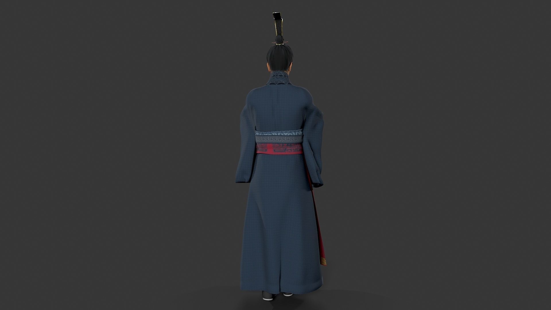 Chinese Swordman Low-poly 3D model_6
