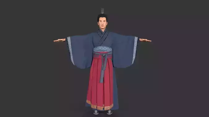 Chinese Swordman Low-poly 3D model