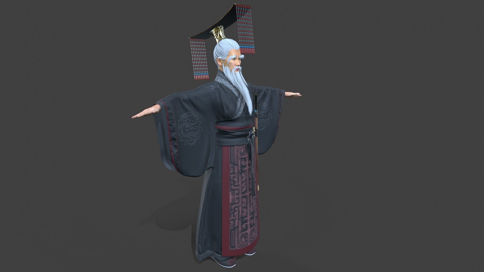 first emperor of qin Low-poly 3D model_3