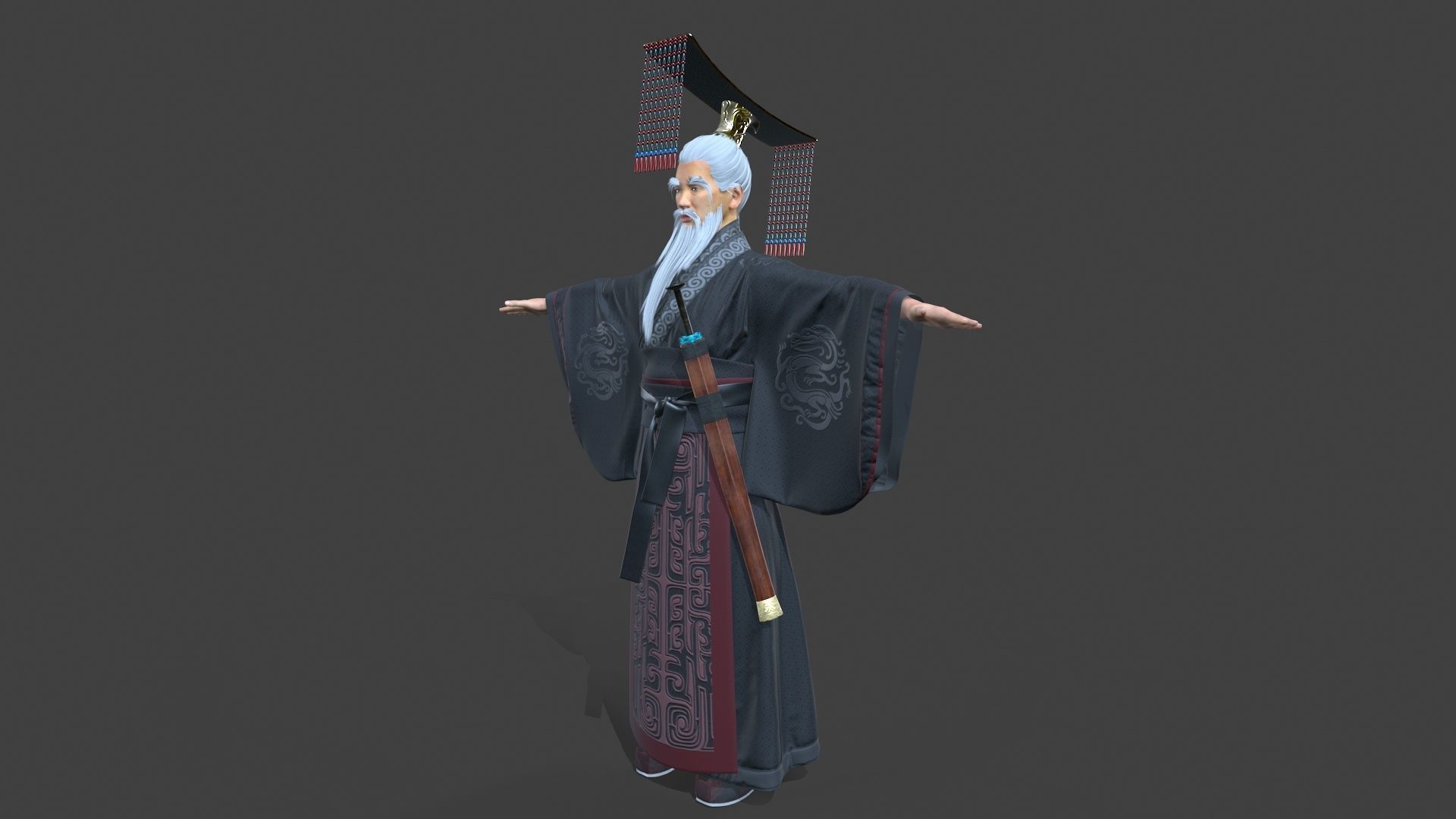 first emperor of qin Low-poly 3D model_1