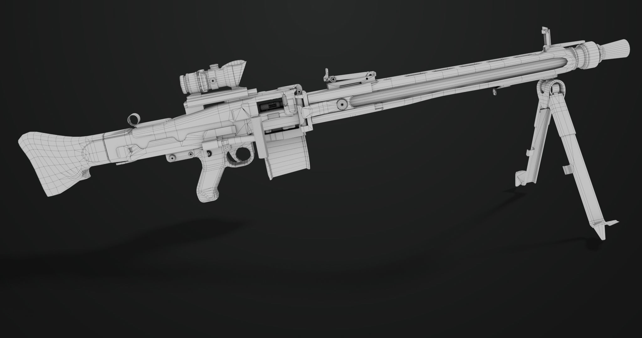 Machine Gun 08 Silver All PBR Unity UE Textures Low-poly 3D model_35