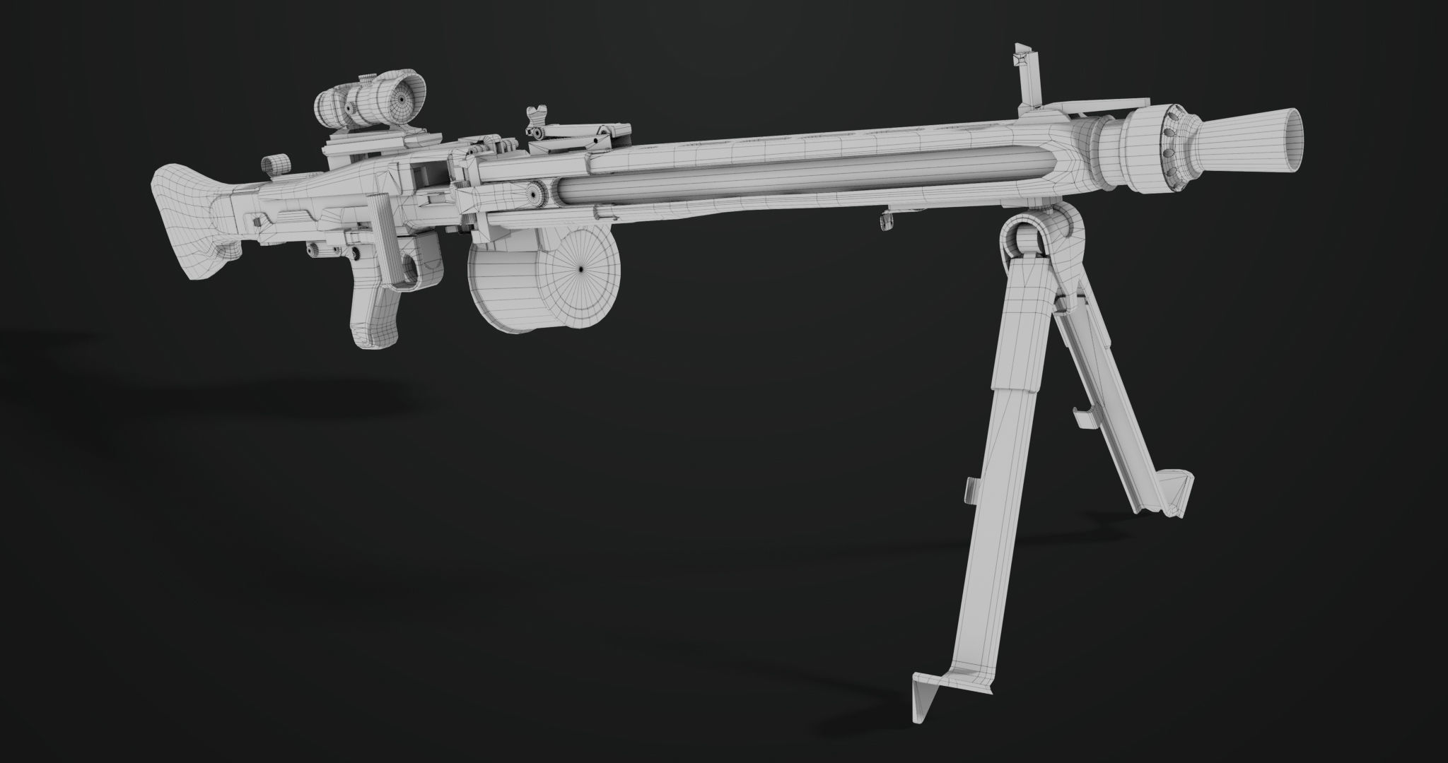 Machine Gun 08 Silver All PBR Unity UE Textures Low-poly 3D model_34