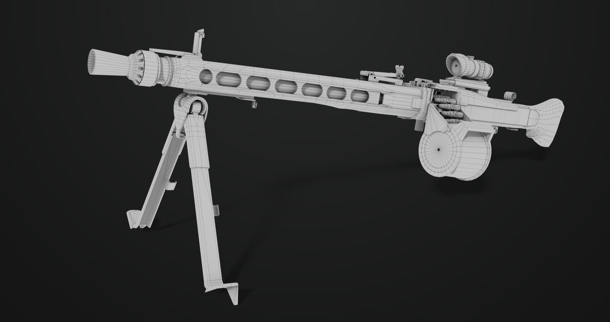 Machine Gun 08 Silver All PBR Unity UE Textures Low-poly 3D model_32