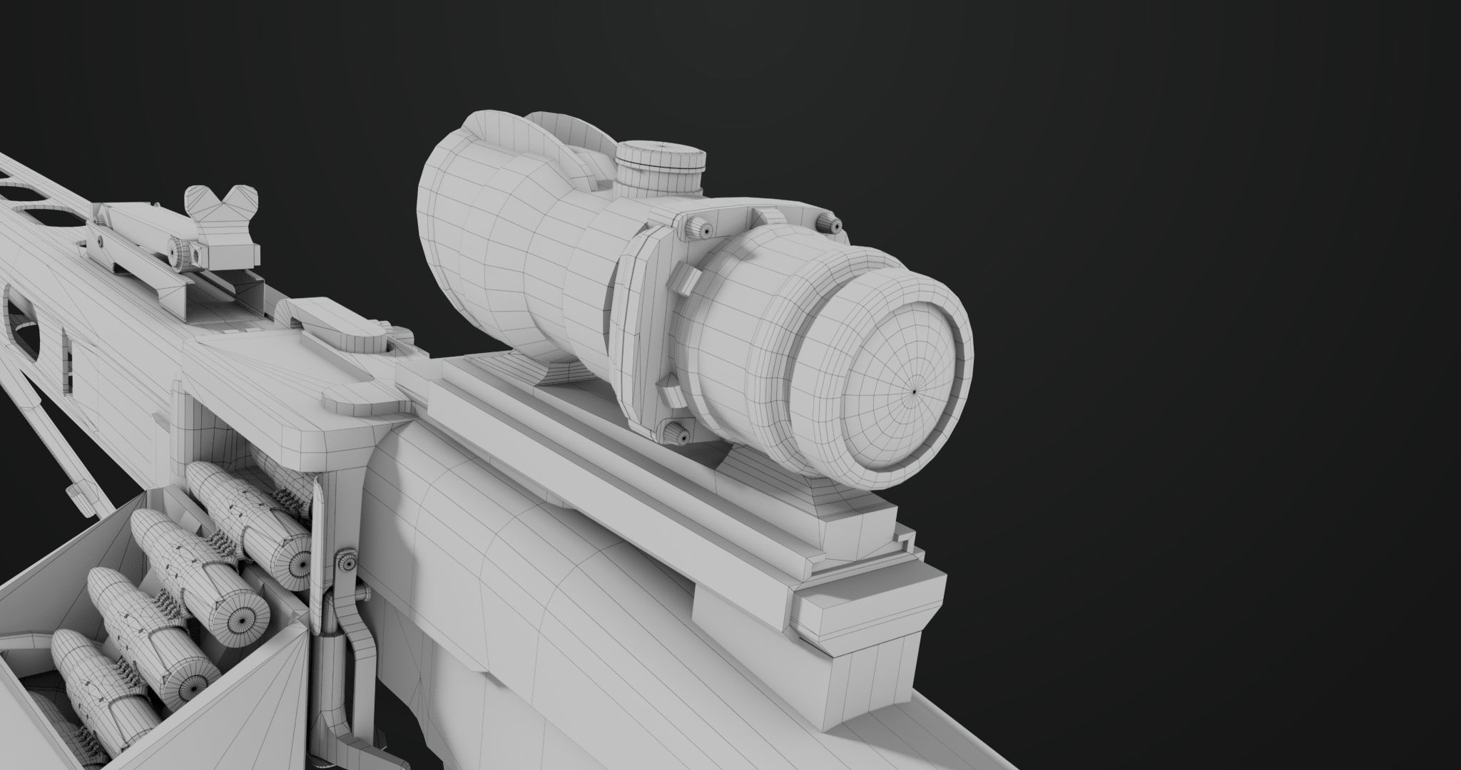 Machine Gun 08 Silver All PBR Unity UE Textures Low-poly 3D model_49