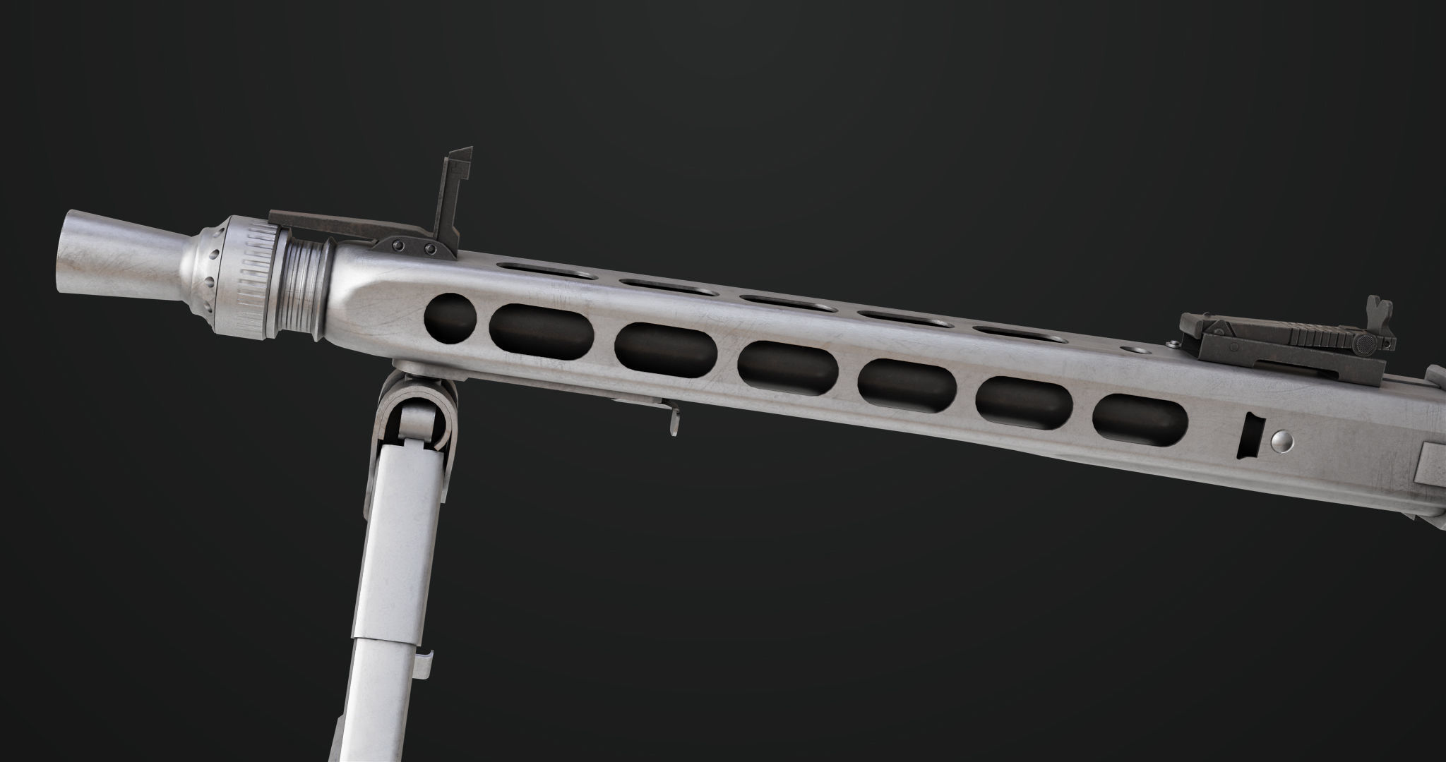 Machine Gun 08 Silver All PBR Unity UE Textures Low-poly 3D model_11