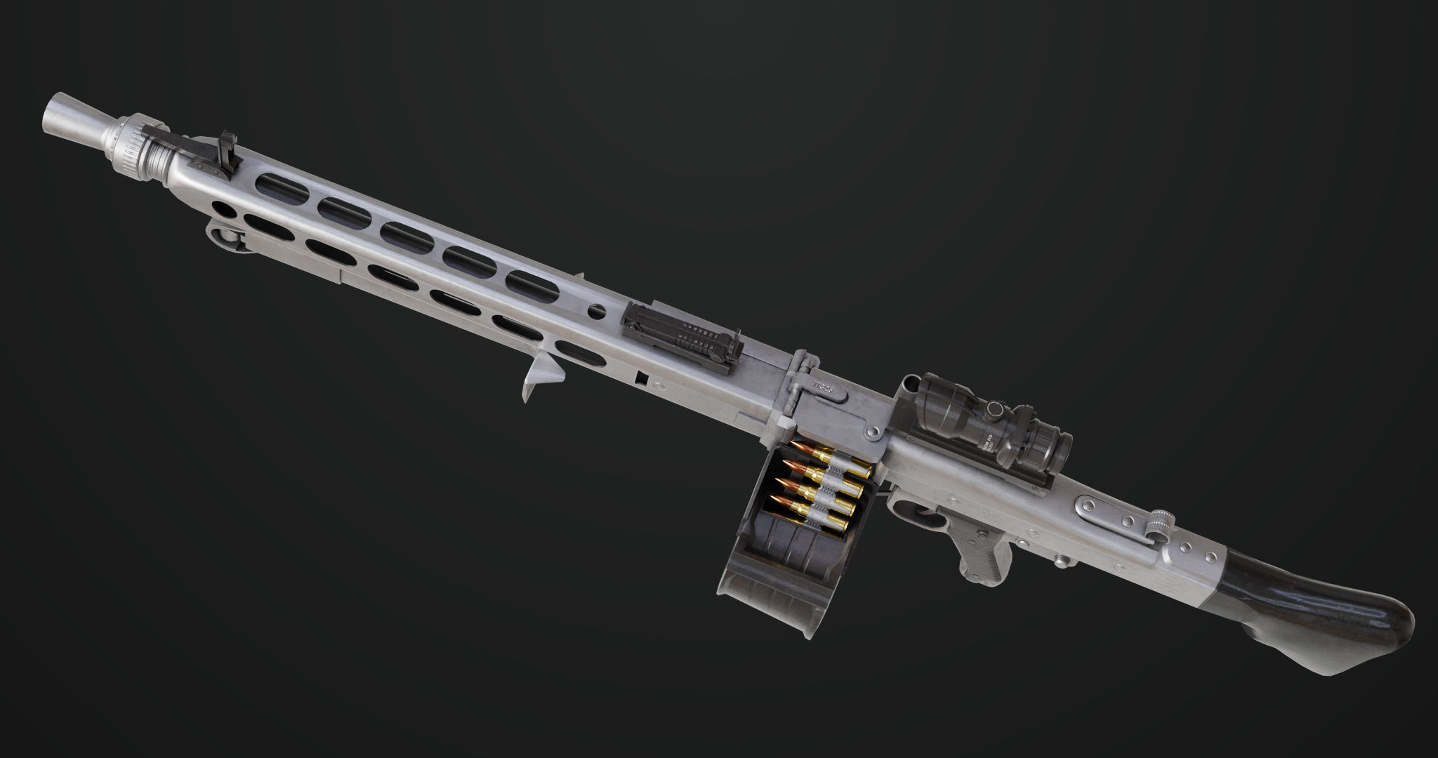 Machine Gun 08 Silver All PBR Unity UE Textures Low-poly 3D model_23