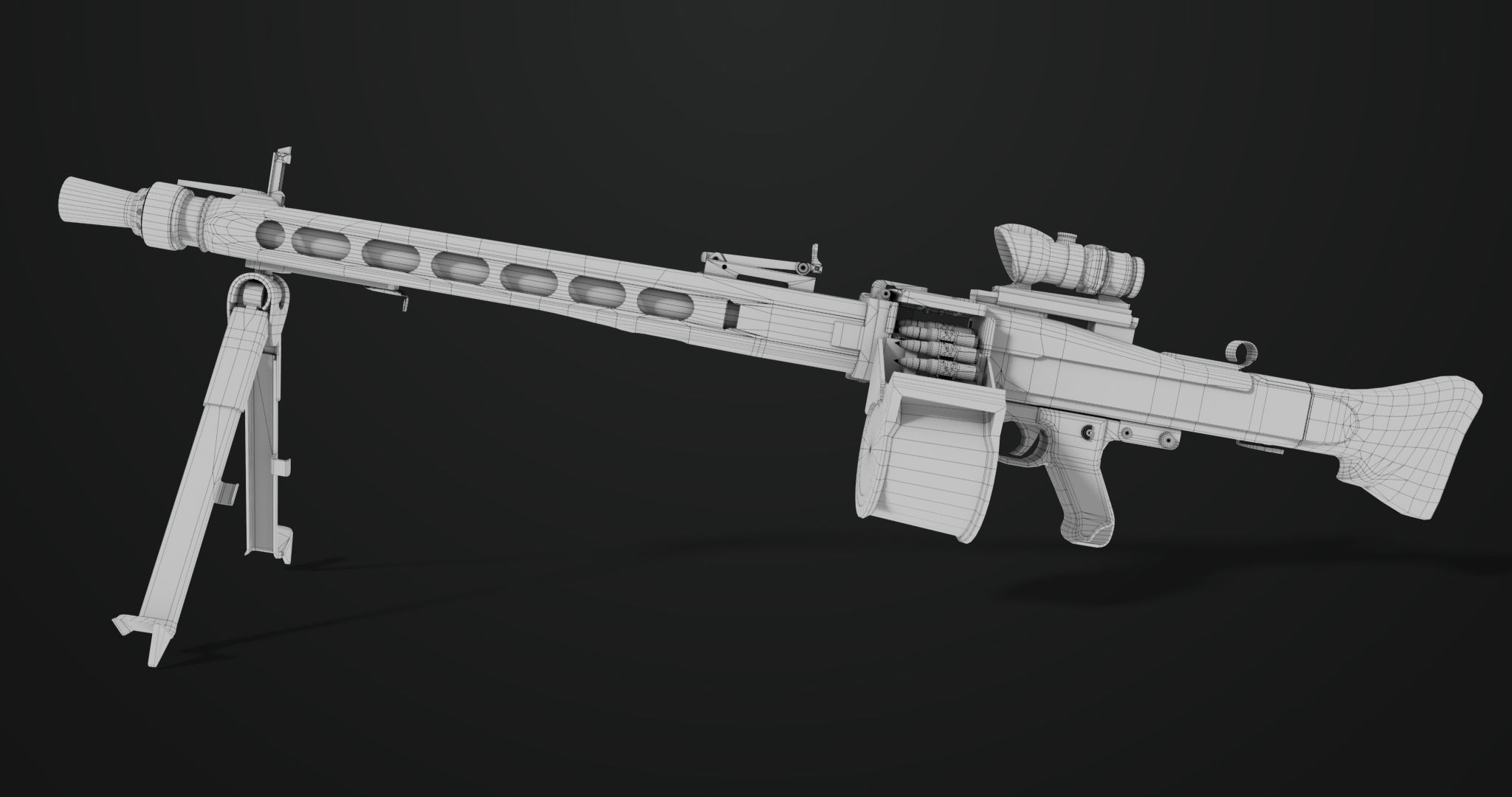 Machine Gun 08 Silver All PBR Unity UE Textures Low-poly 3D model_31