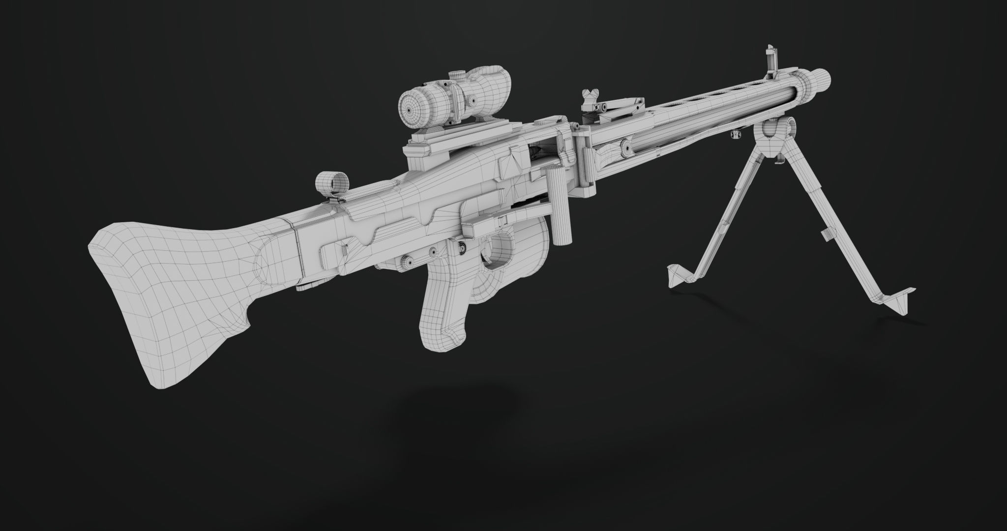 Machine Gun 08 Silver All PBR Unity UE Textures Low-poly 3D model_36