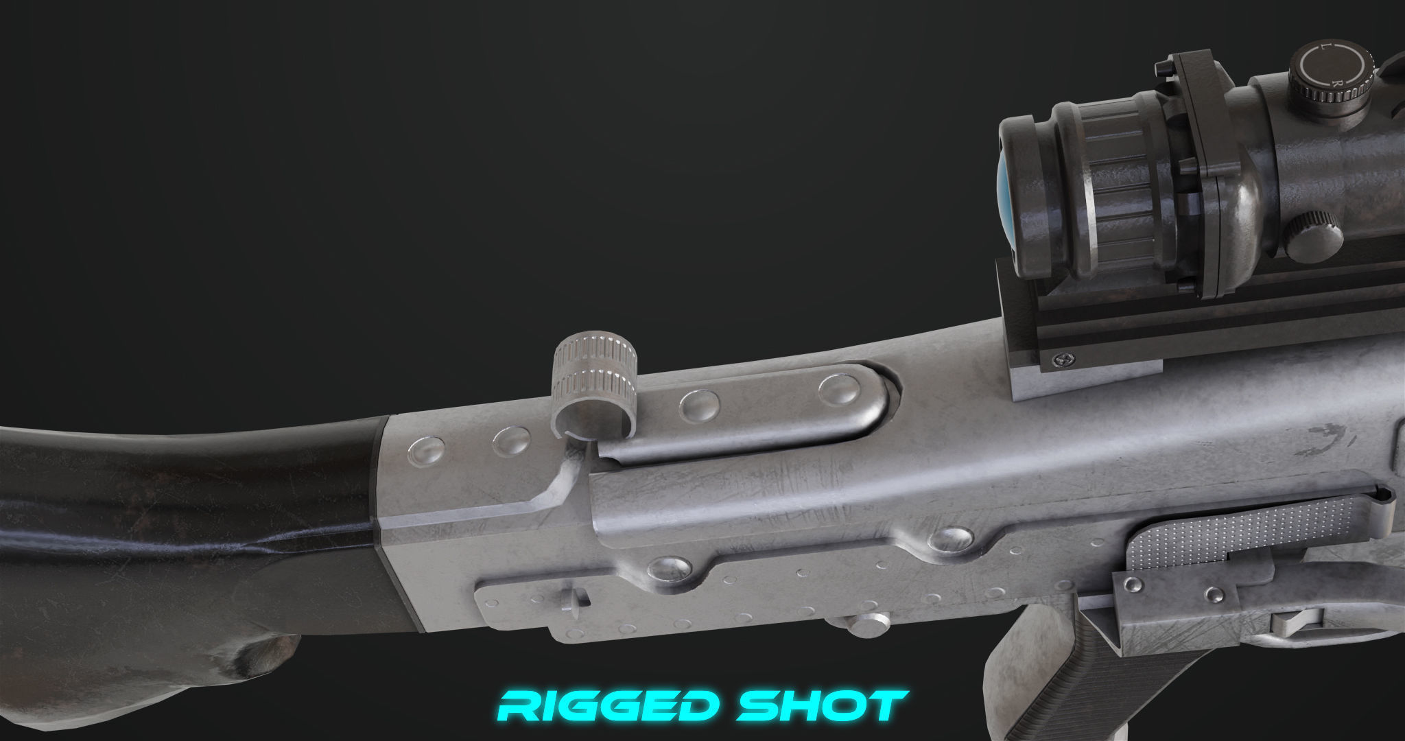 Machine Gun 08 Silver All PBR Unity UE Textures Low-poly 3D model_19