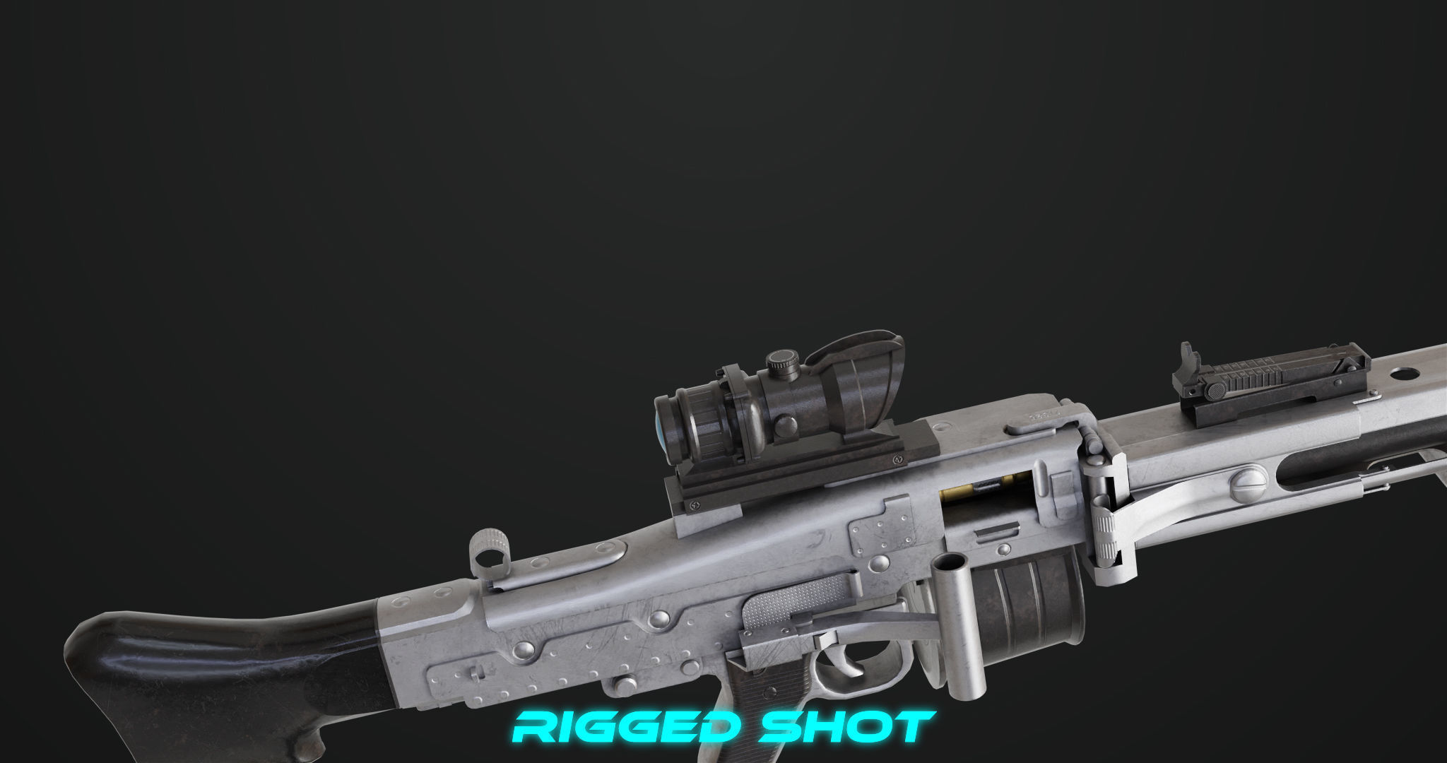 Machine Gun 08 Silver All PBR Unity UE Textures Low-poly 3D model_21