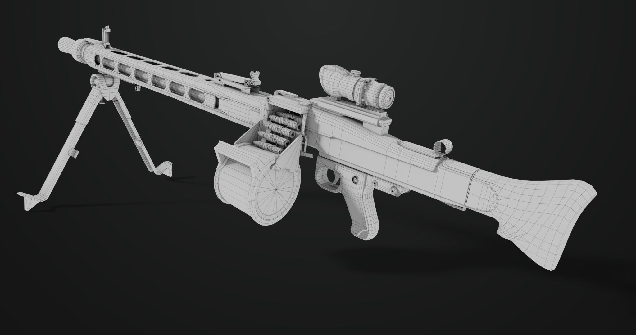 Machine Gun 08 Silver All PBR Unity UE Textures Low-poly 3D model_37