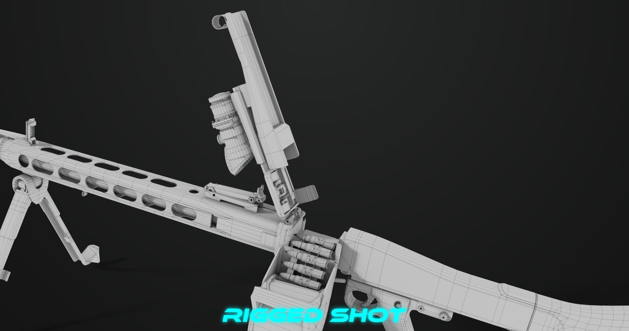 Machine Gun 08 Silver All PBR Unity UE Textures Low-poly 3D model_53