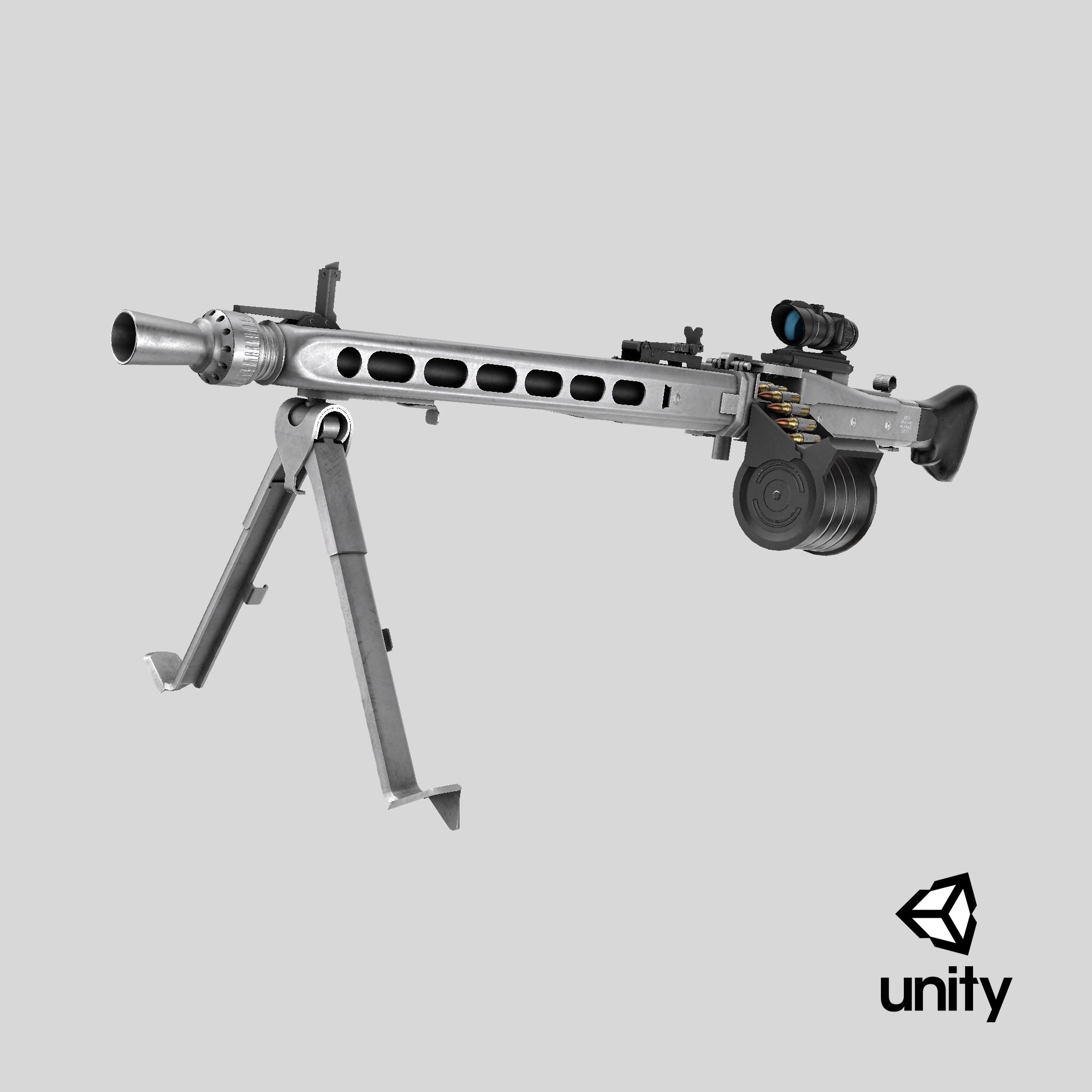 Machine Gun 08 Silver All PBR Unity UE Textures Low-poly 3D model_62