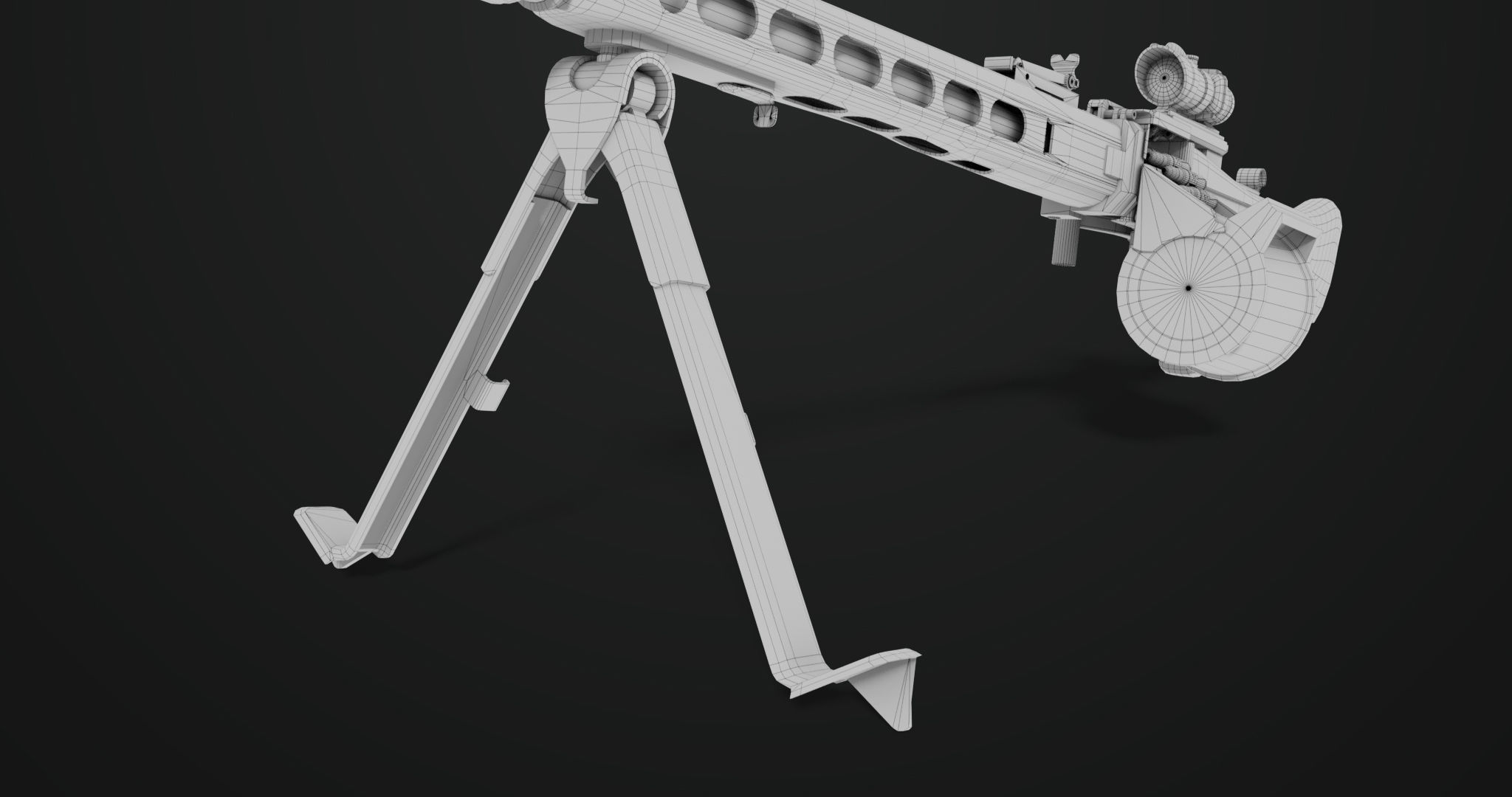 Machine Gun 08 Silver All PBR Unity UE Textures Low-poly 3D model_38