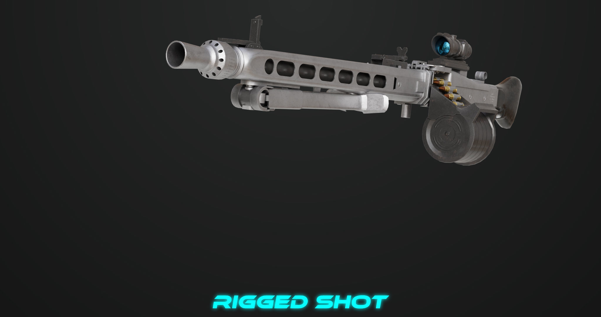 Machine Gun 08 Silver All PBR Unity UE Textures Low-poly 3D model_18