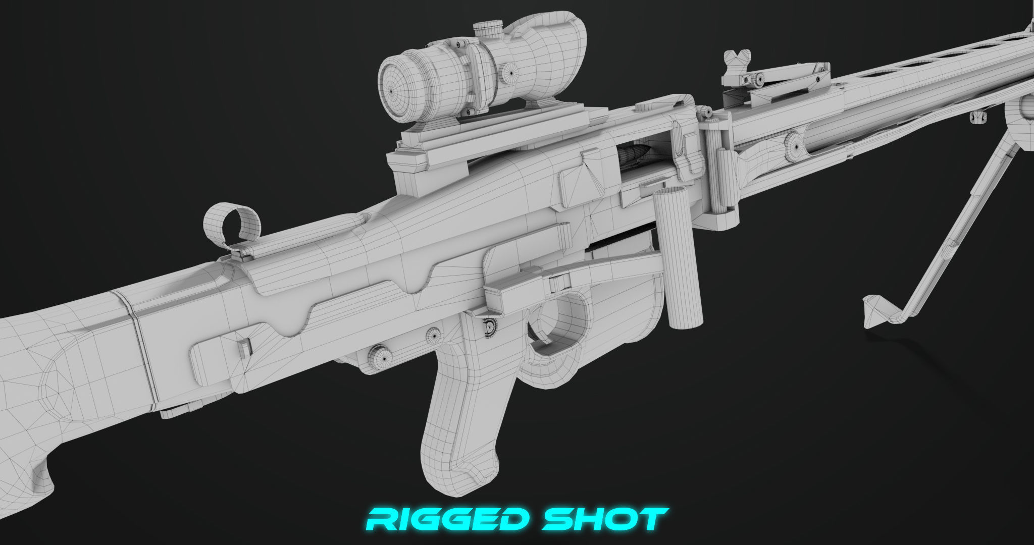 Machine Gun 08 Silver All PBR Unity UE Textures Low-poly 3D model_45