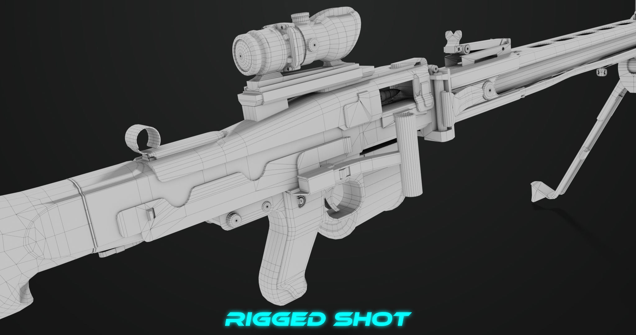 Machine Gun 08 Silver All PBR Unity UE Textures Low-poly 3D model_44