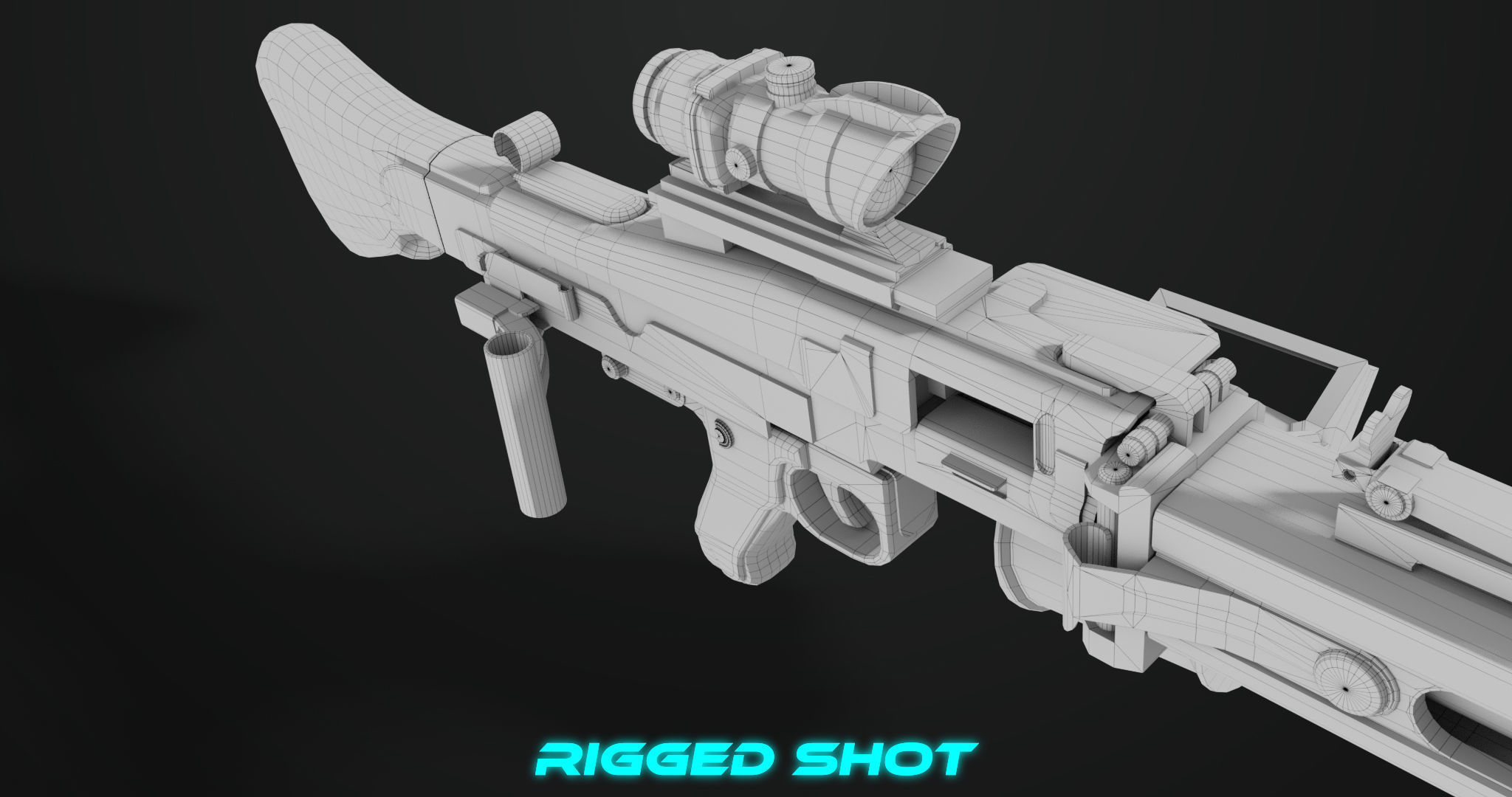 Machine Gun 08 Silver All PBR Unity UE Textures Low-poly 3D model_47