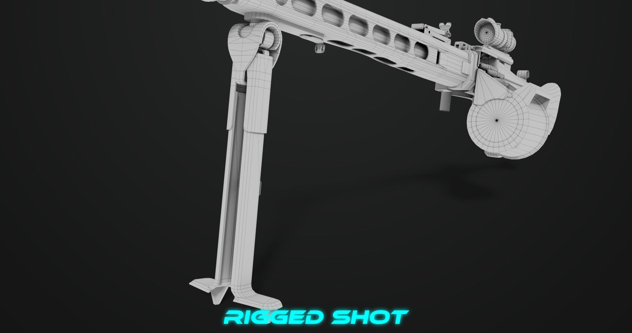 Machine Gun 08 Silver All PBR Unity UE Textures Low-poly 3D model_39