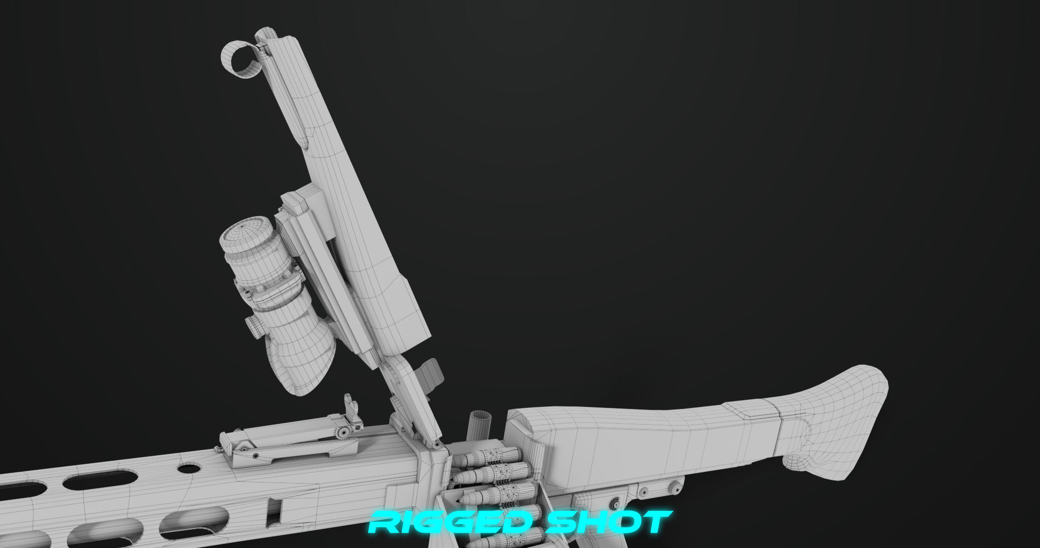 Machine Gun 08 Silver All PBR Unity UE Textures Low-poly 3D model_52