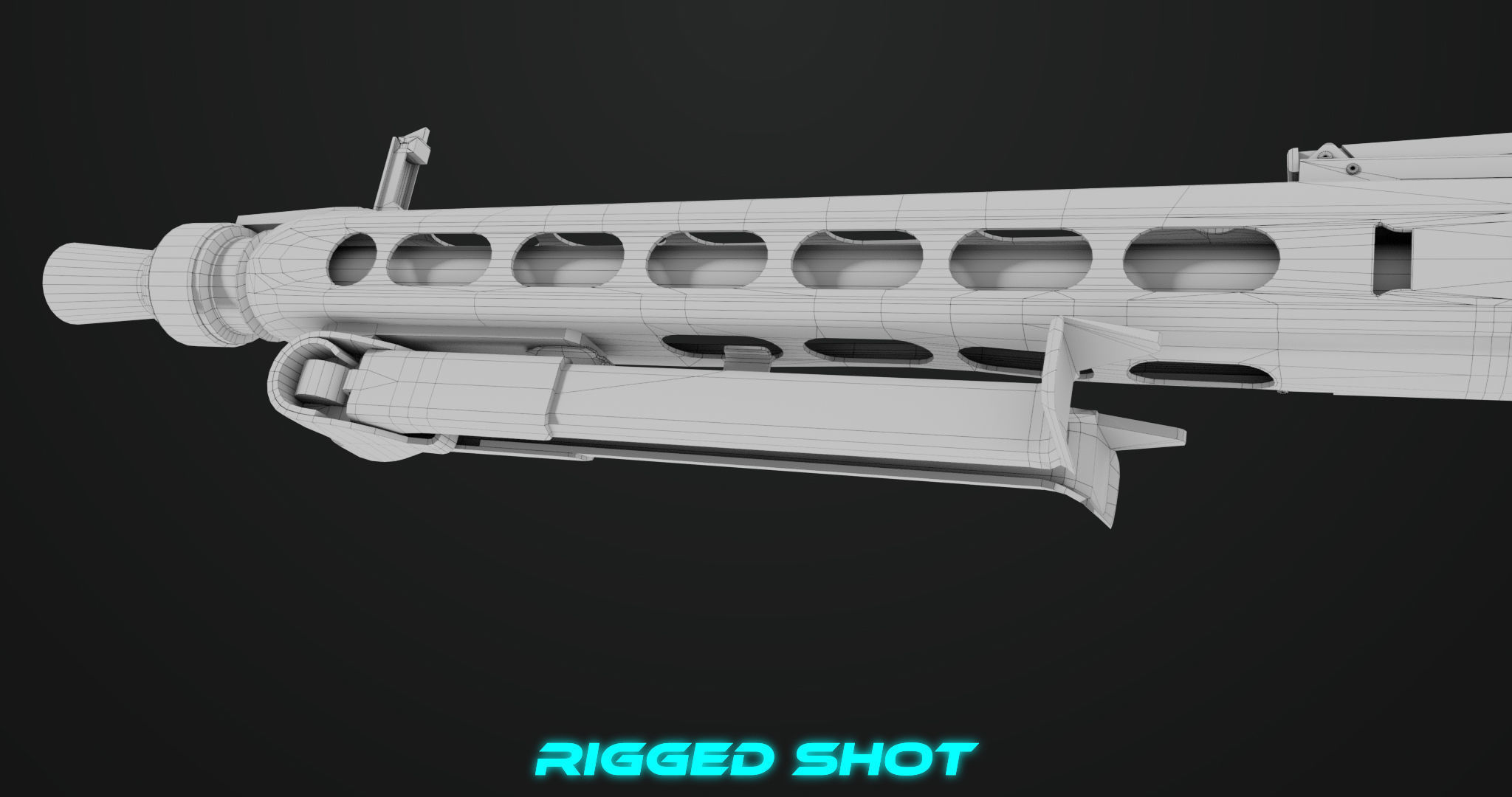 Machine Gun 08 Silver All PBR Unity UE Textures Low-poly 3D model_41