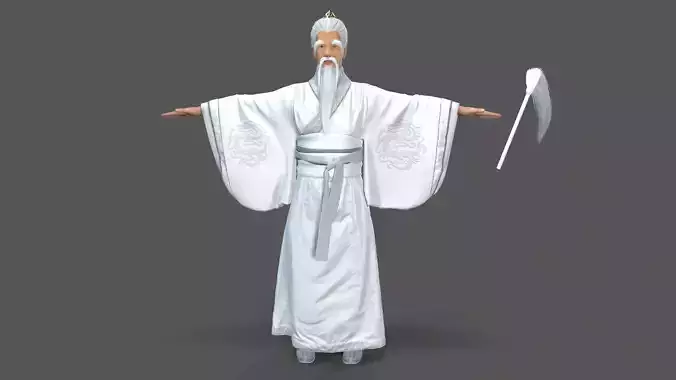 Old Asian Farmer Low-poly 3D model