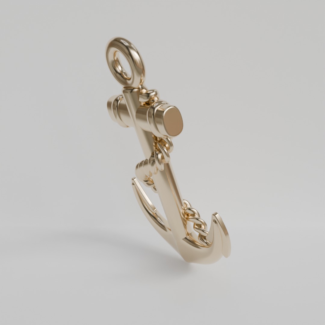 anchor with bow 3D print model_3