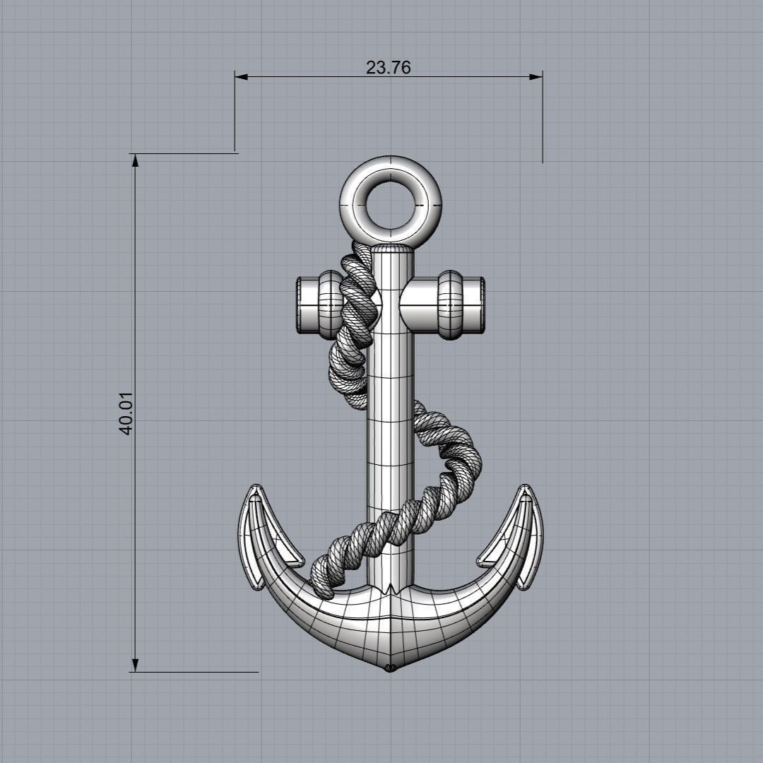 anchor with bow 3D print model_8