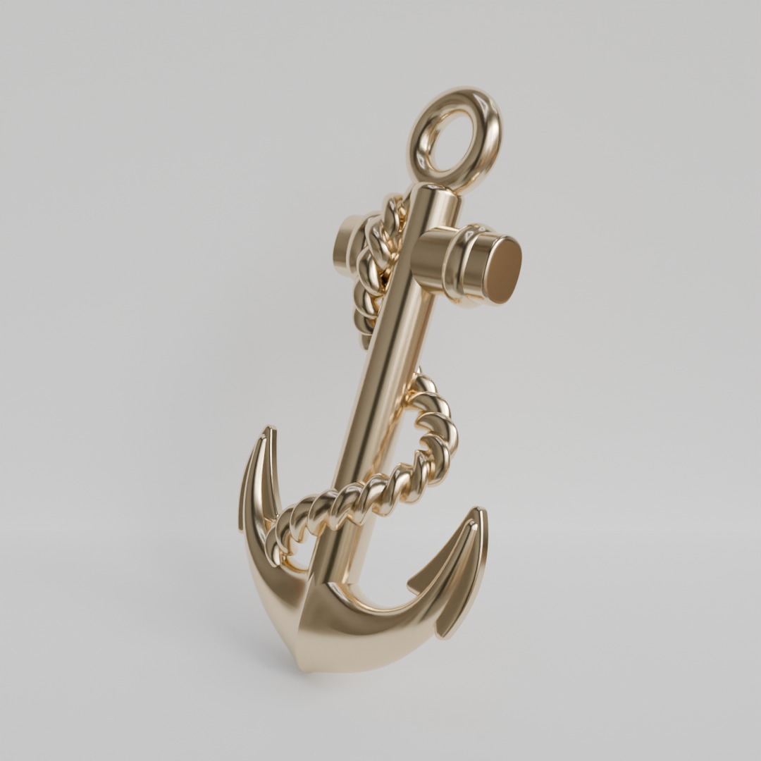 anchor with bow 3D print model_6