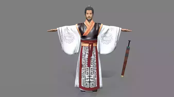 Chinese Swordman Low-poly 3D model