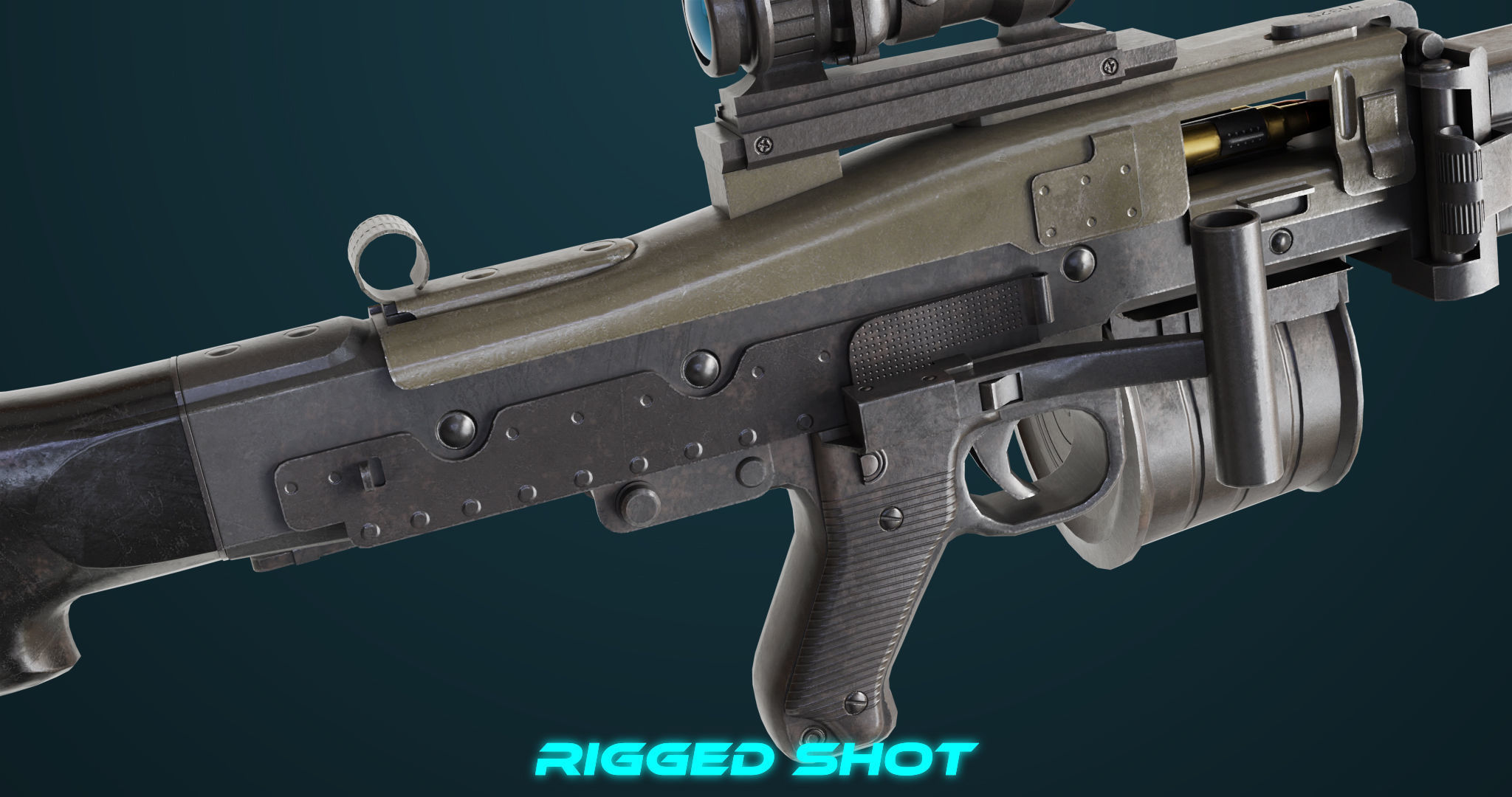 Machine Gun 08 Black All PBR Unity UE Textures Low-poly 3D model_29