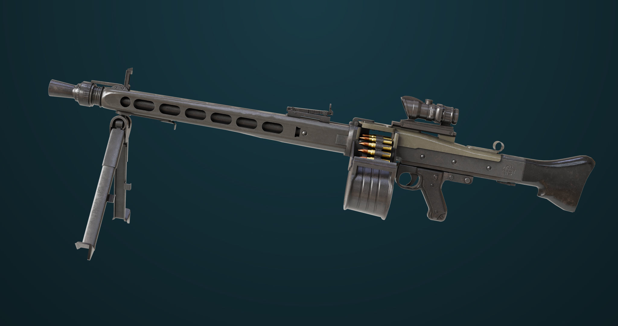 Machine Gun 08 Black All PBR Unity UE Textures Low-poly 3D model_3