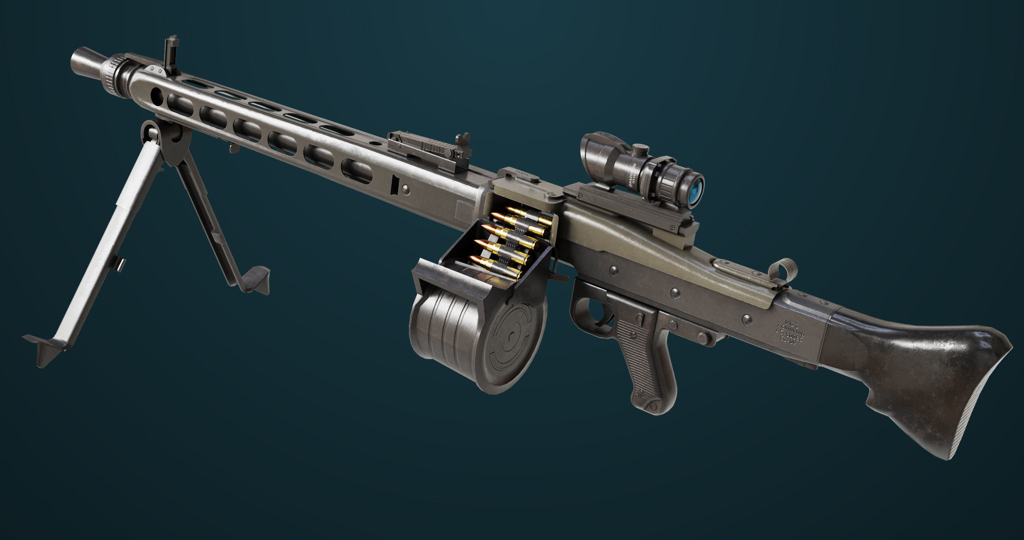 Machine Gun 08 Black All PBR Unity UE Textures Low-poly 3D model_1