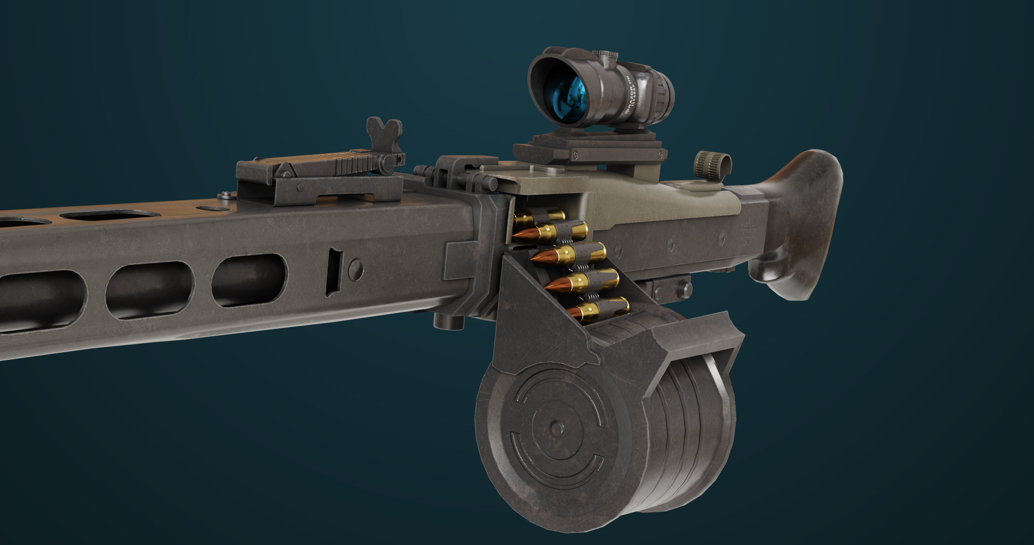 Machine Gun 08 Black All PBR Unity UE Textures Low-poly 3D model_15