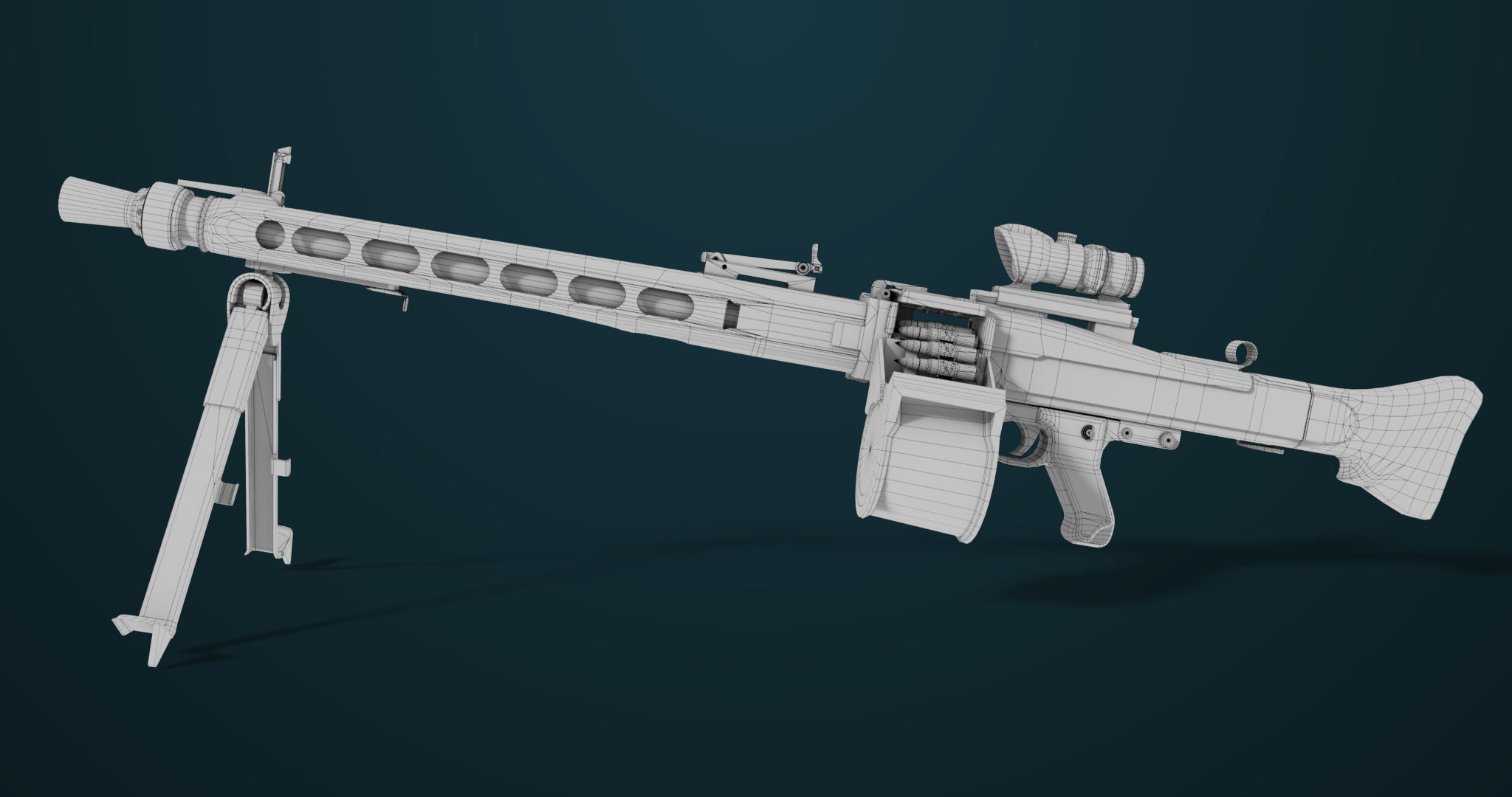 Machine Gun 08 Black All PBR Unity UE Textures Low-poly 3D model_31