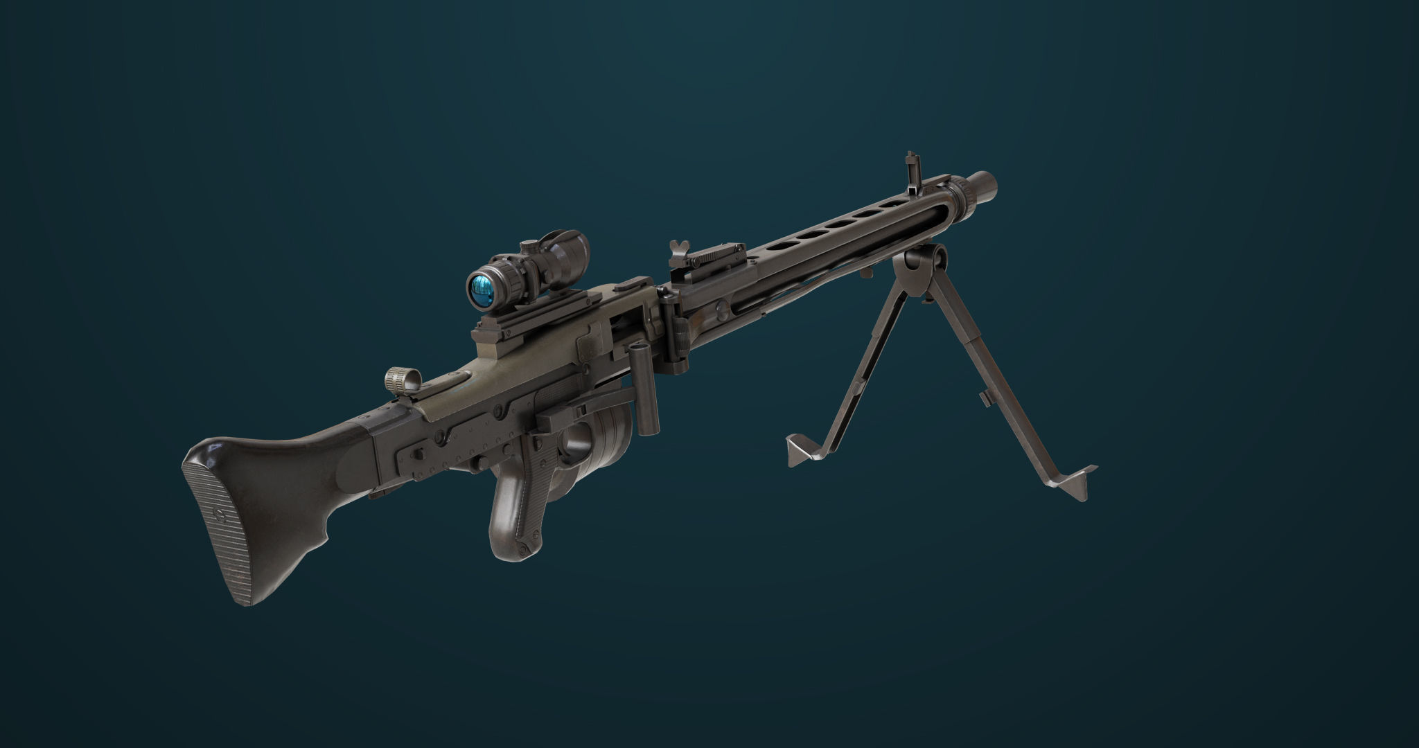 Machine Gun 08 Black All PBR Unity UE Textures Low-poly 3D model_8