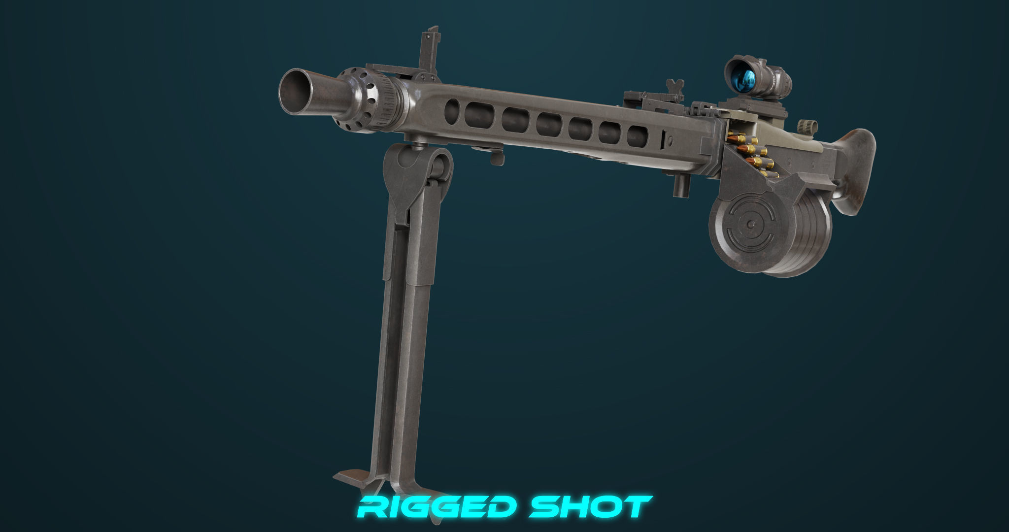 Machine Gun 08 Black All PBR Unity UE Textures Low-poly 3D model_17