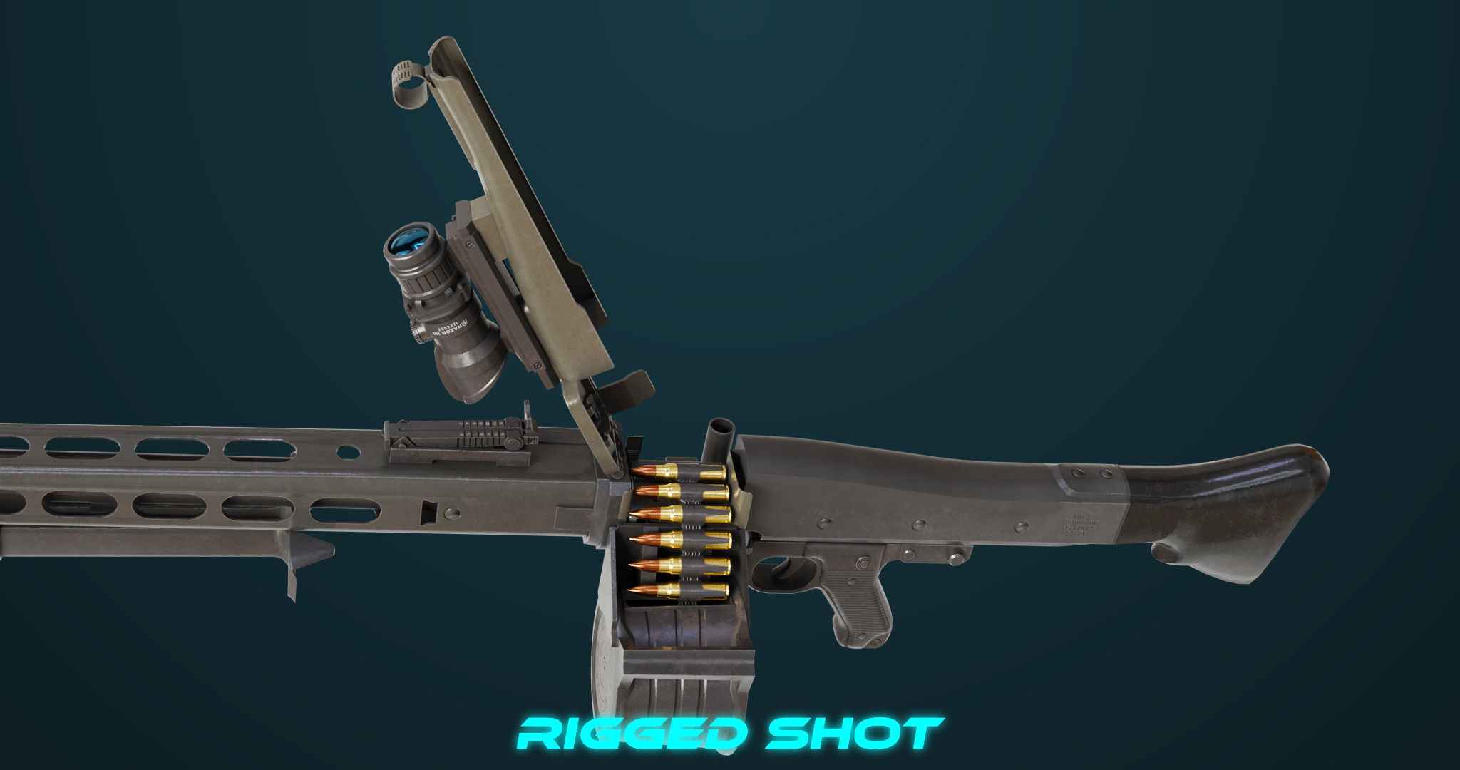 Machine Gun 08 Black All PBR Unity UE Textures Low-poly 3D model_5