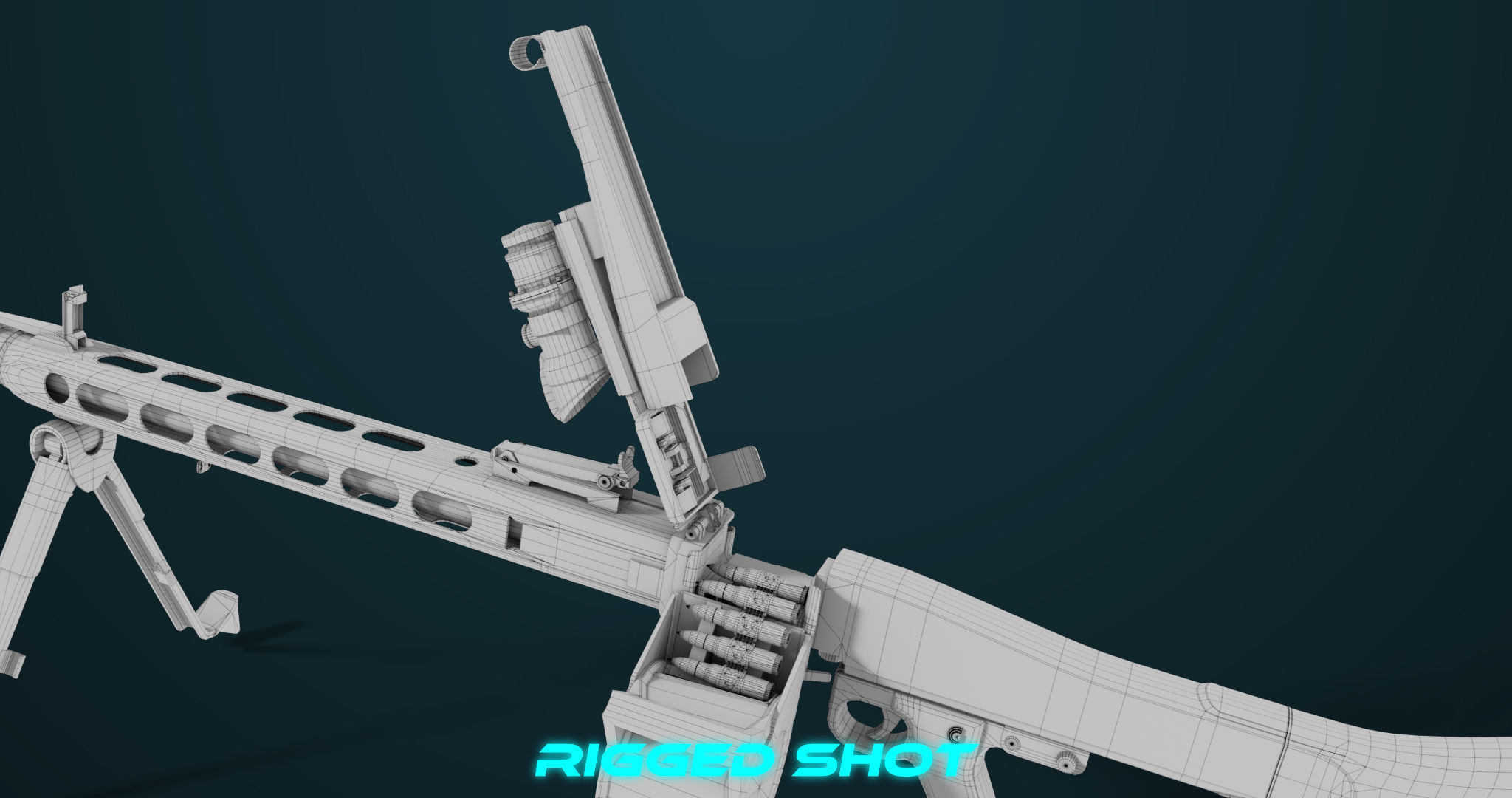 Machine Gun 08 Black All PBR Unity UE Textures Low-poly 3D model_53